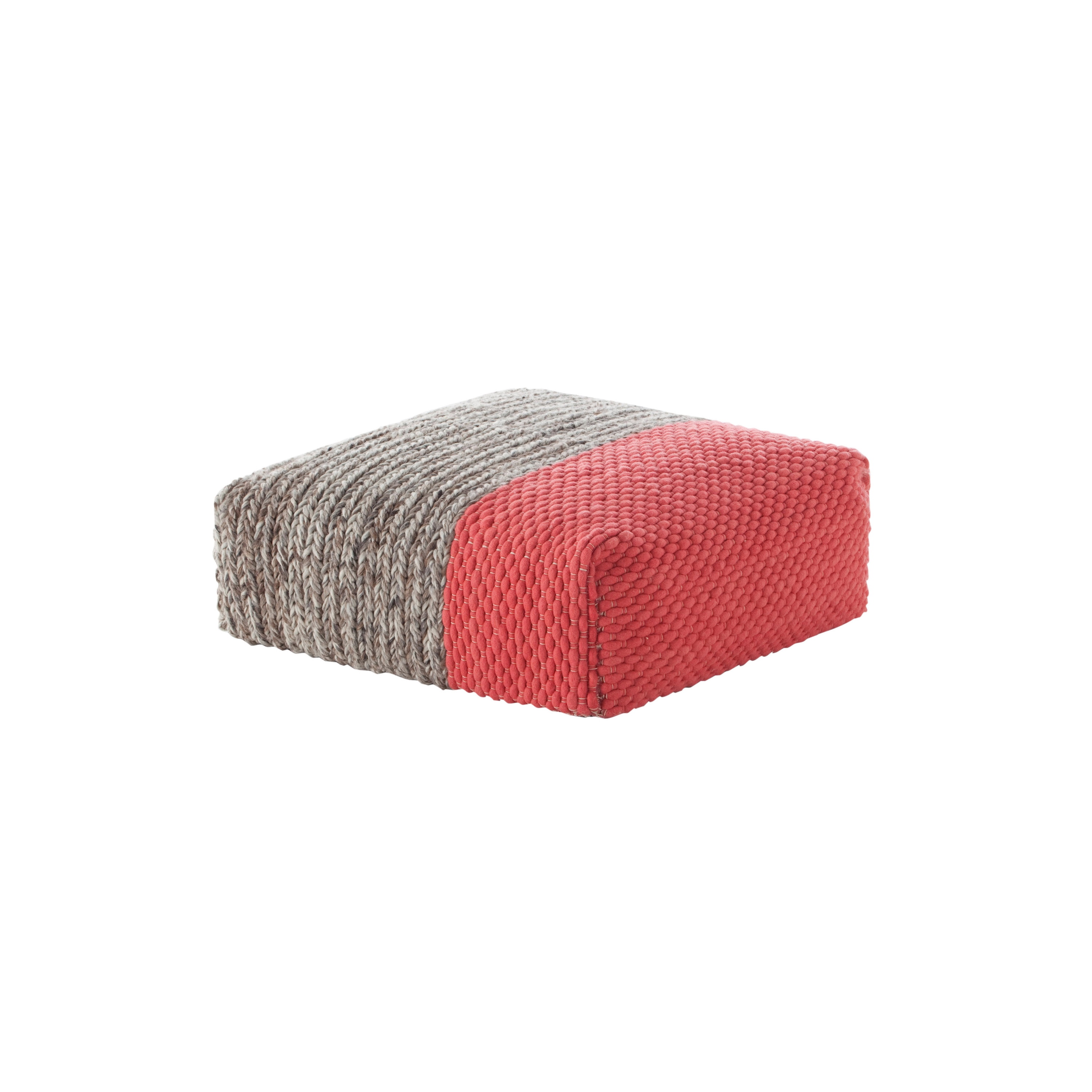 Mangas Space Pouf Square Plait Coral 2