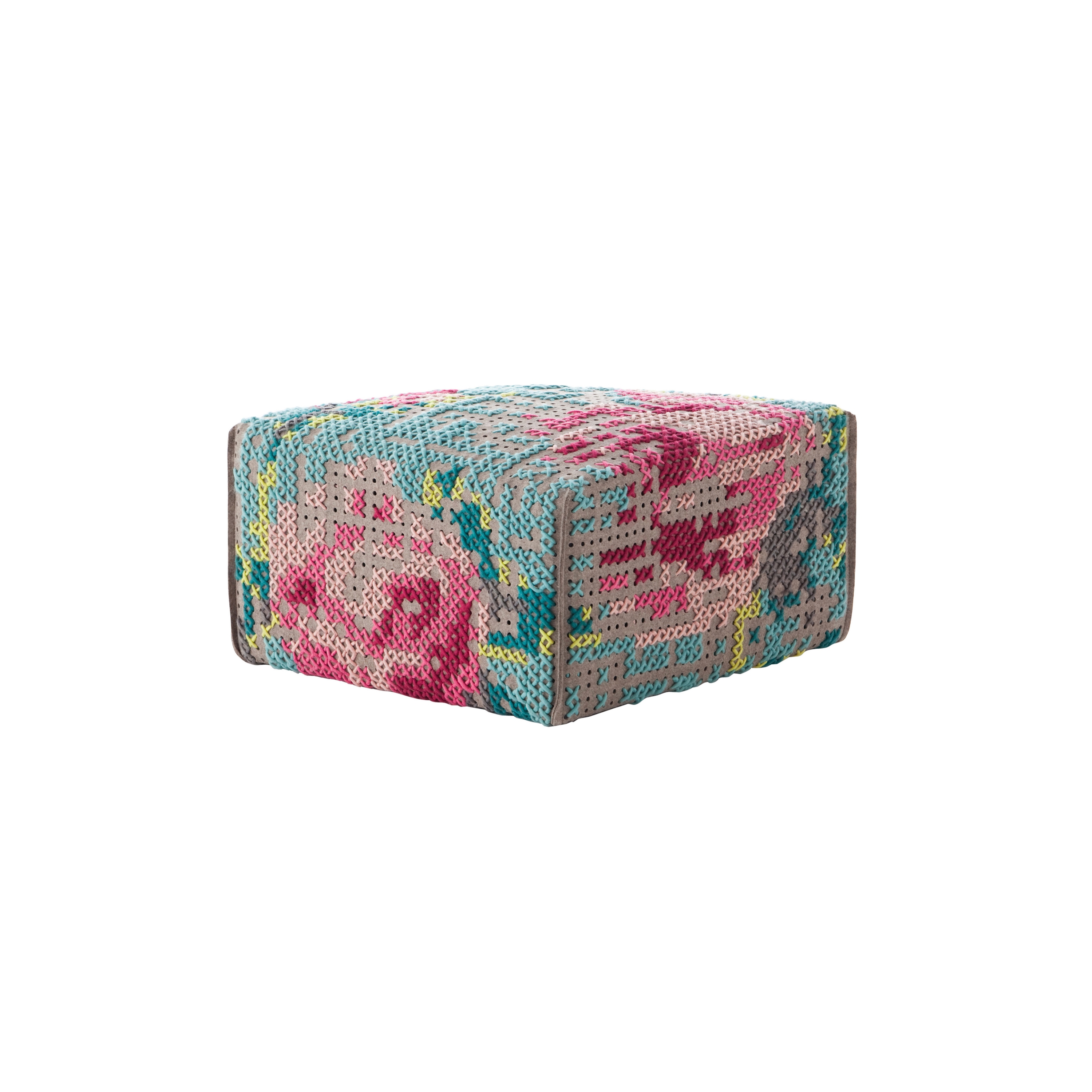 Vertoon produk Canevas Pouf Square Flowers Colour 9 van vervaardiger GAN