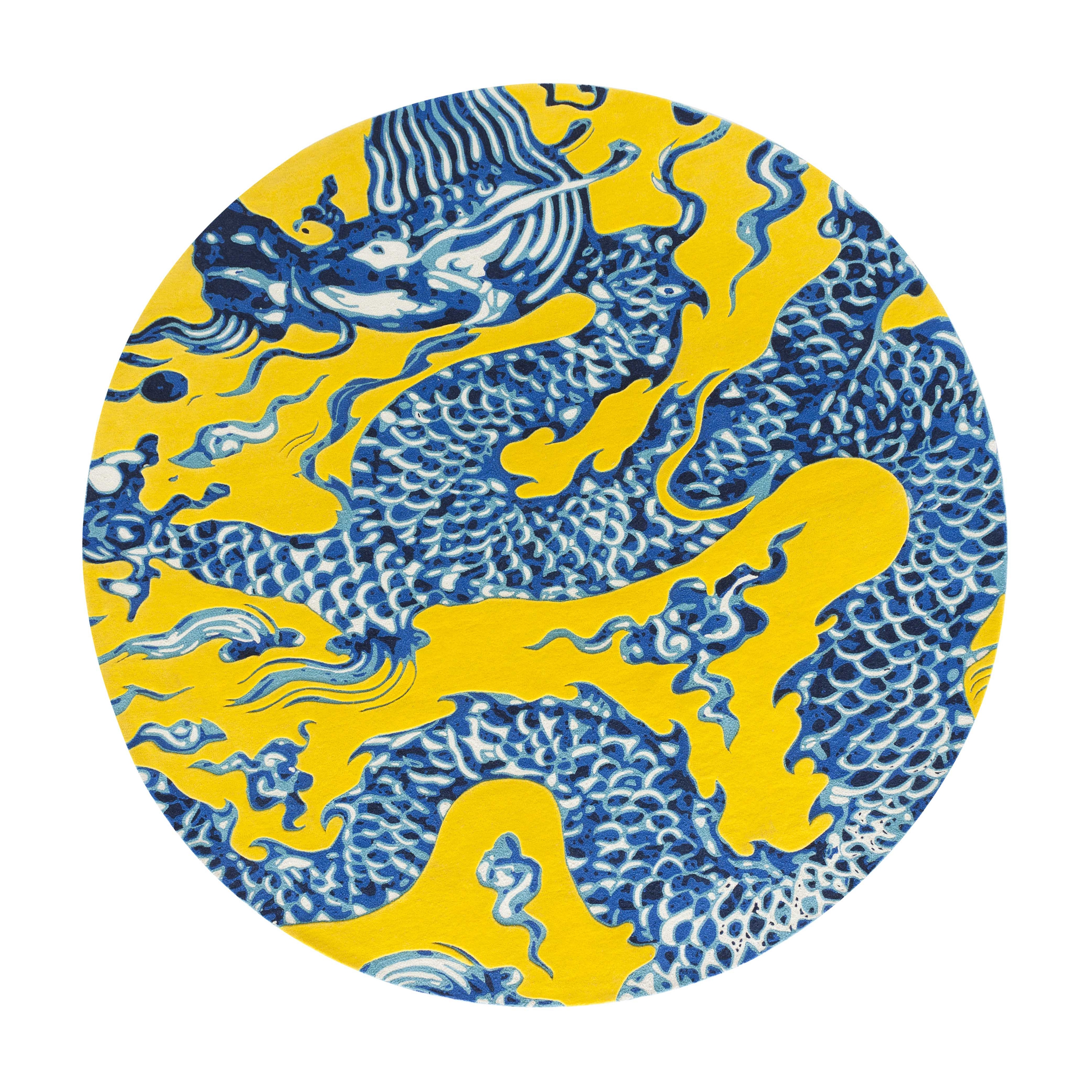 Blue China Rug Yellow 1