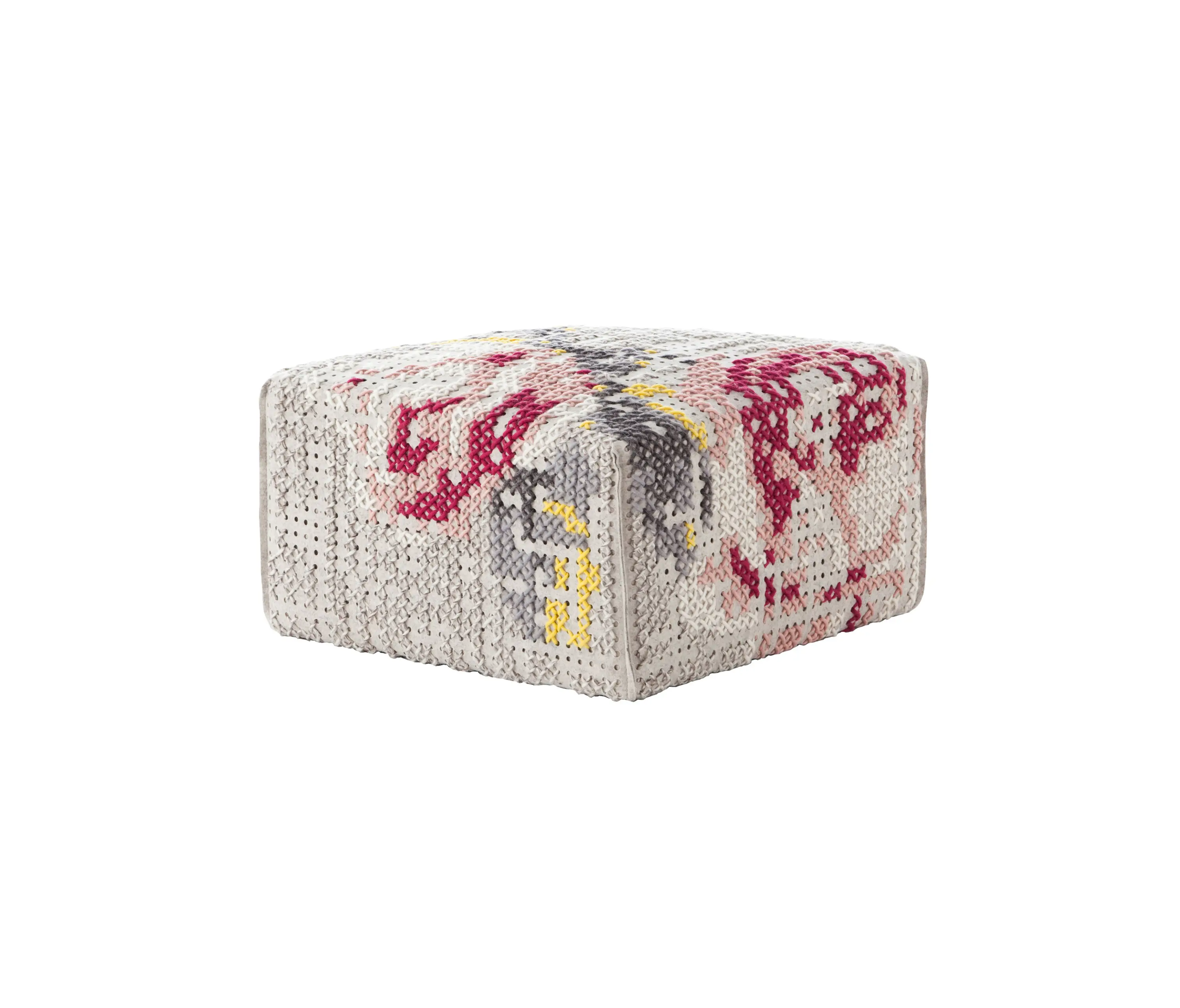GAN - Canevas Pouf Square Flowers Natural 10