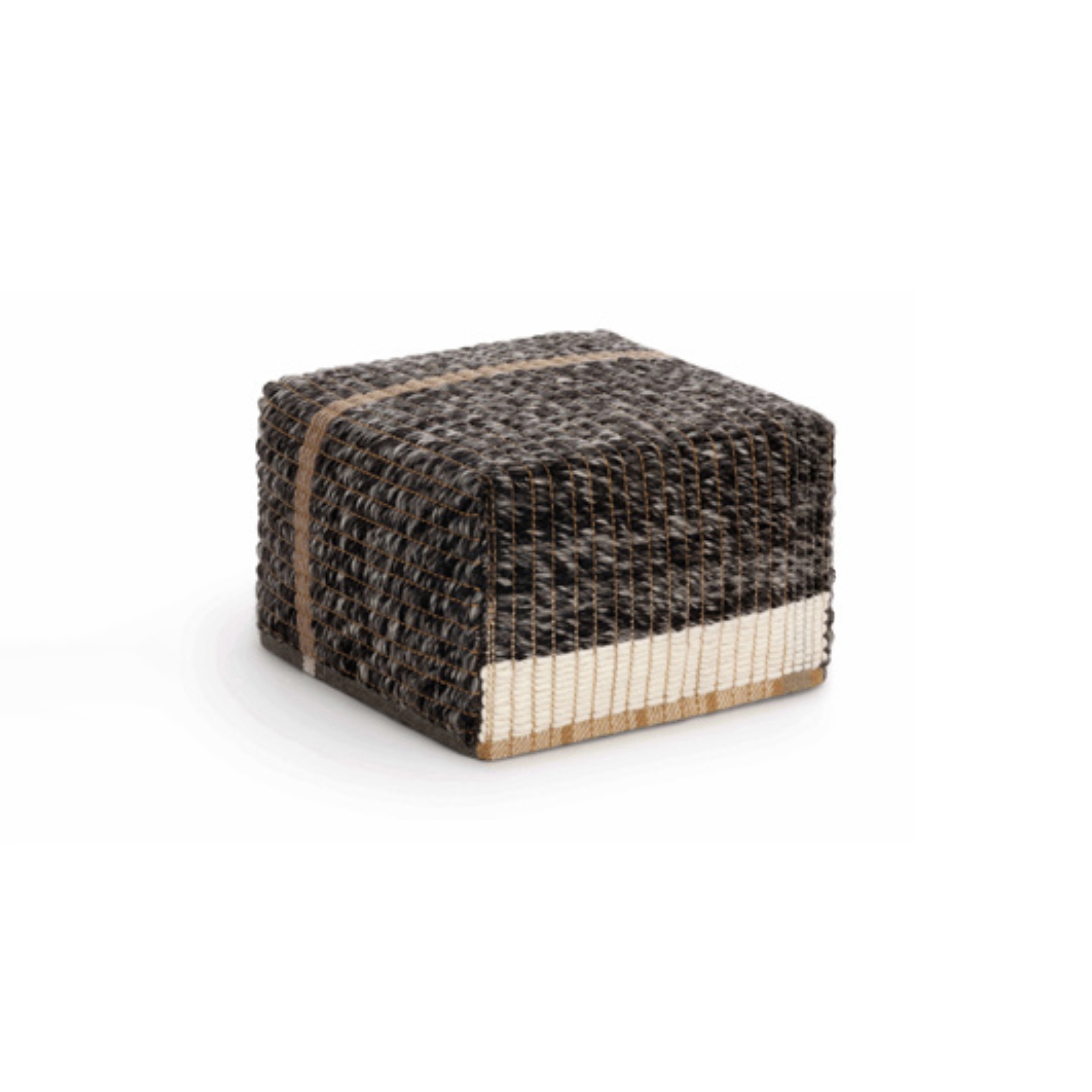 Reversible Pouf Wool Side Black