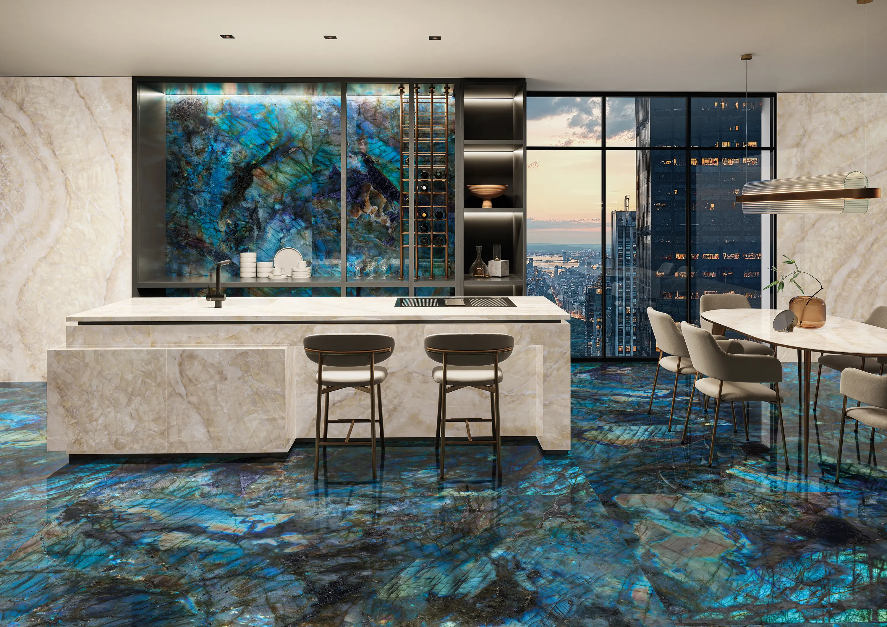 EMILGROUP - Tele di Marmo Lumia Mosaico Intrecci Golden Ambra