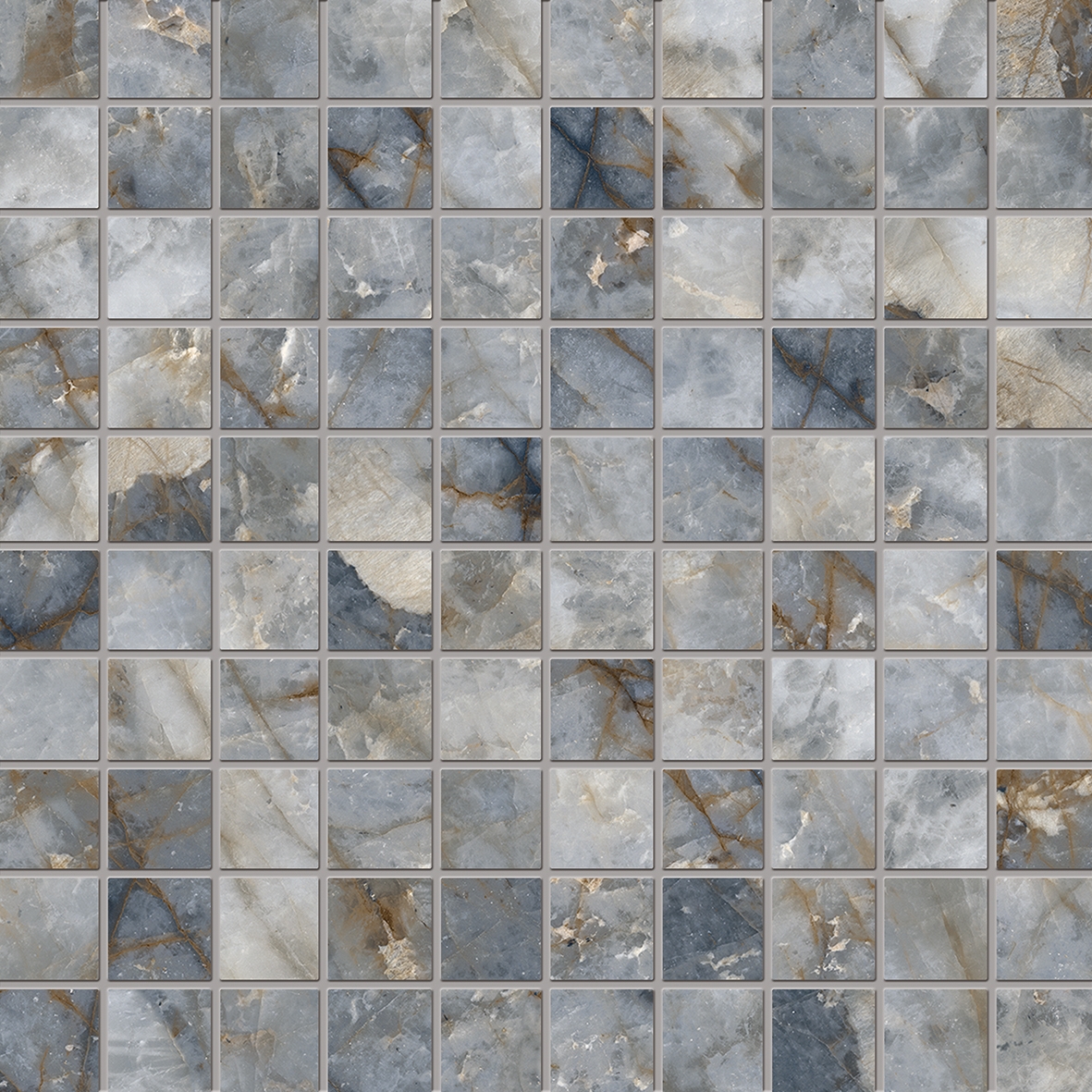 Display product Tele di Marmo Revolution Decori Blu Ande Mosaico 3x3 from manufacturer EMILGROUP