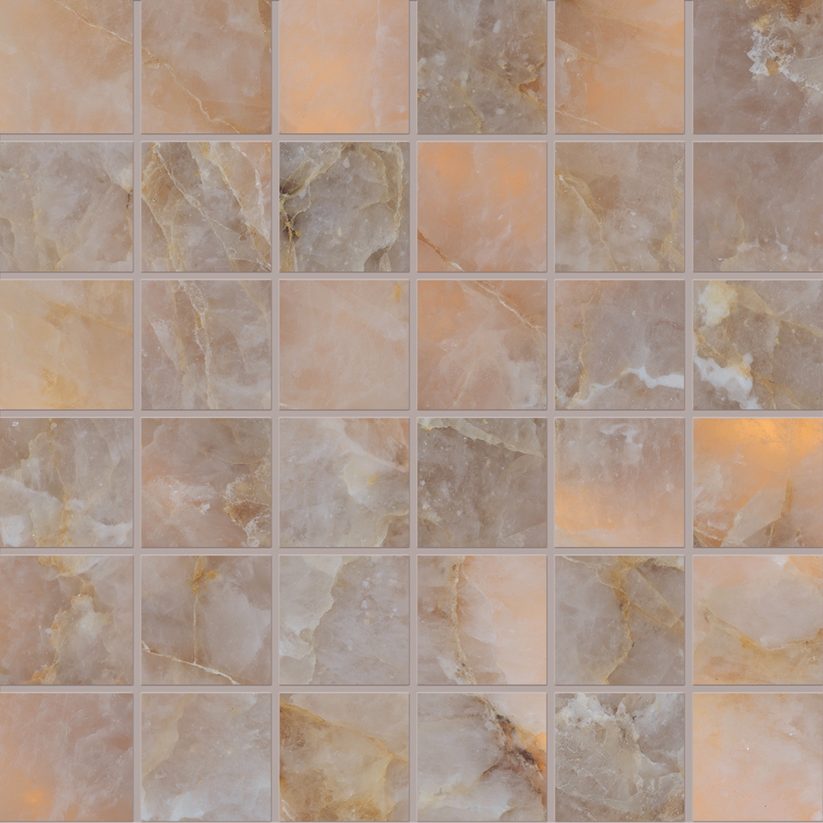 Display product Tele di Marmo Lumia Mosaico 5x5 Golden Ambra from manufacturer EMILGROUP