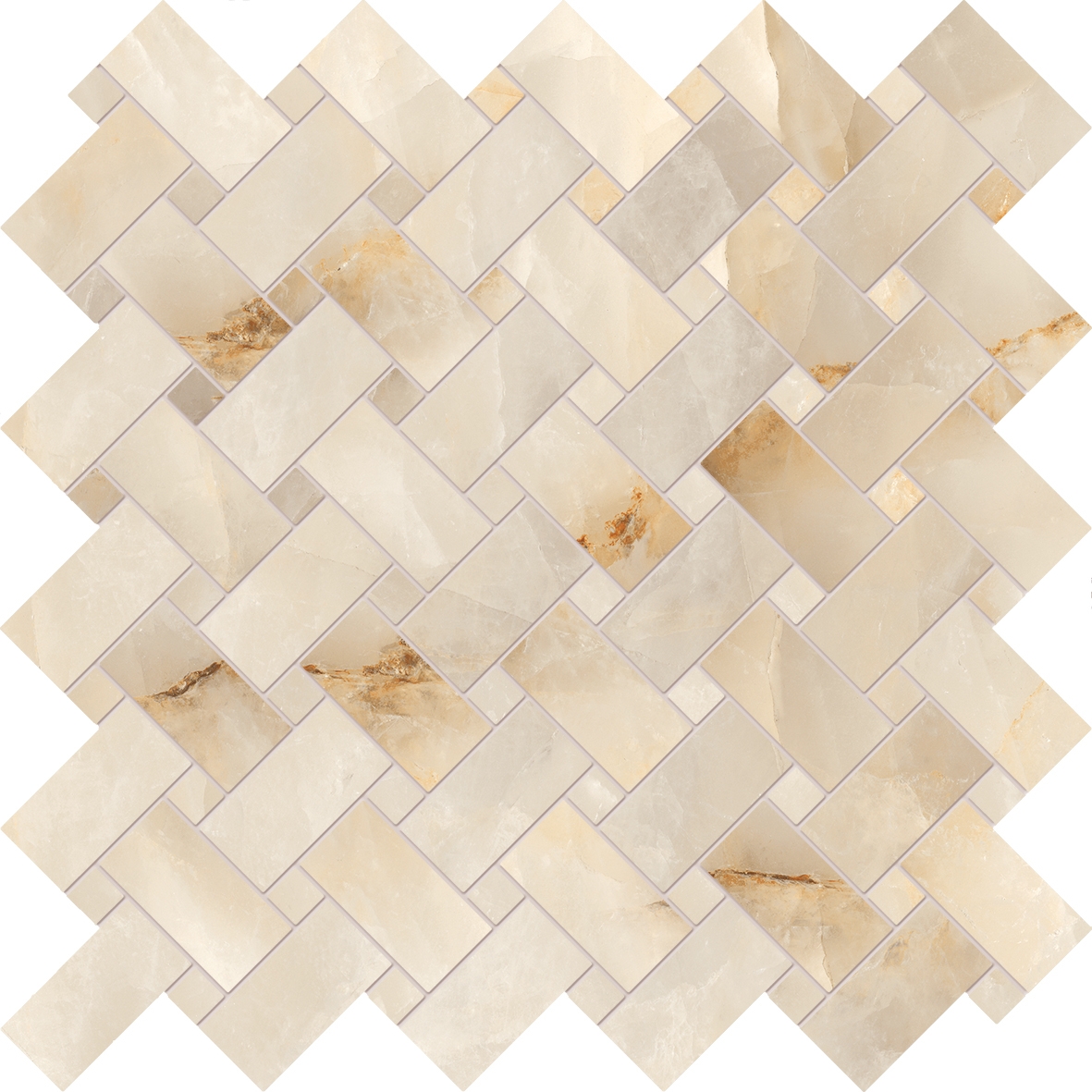 Display product Tele di Marmo Crystal Extra Mosaico Intrecci Extra Ivory from manufacturer EMILGROUP