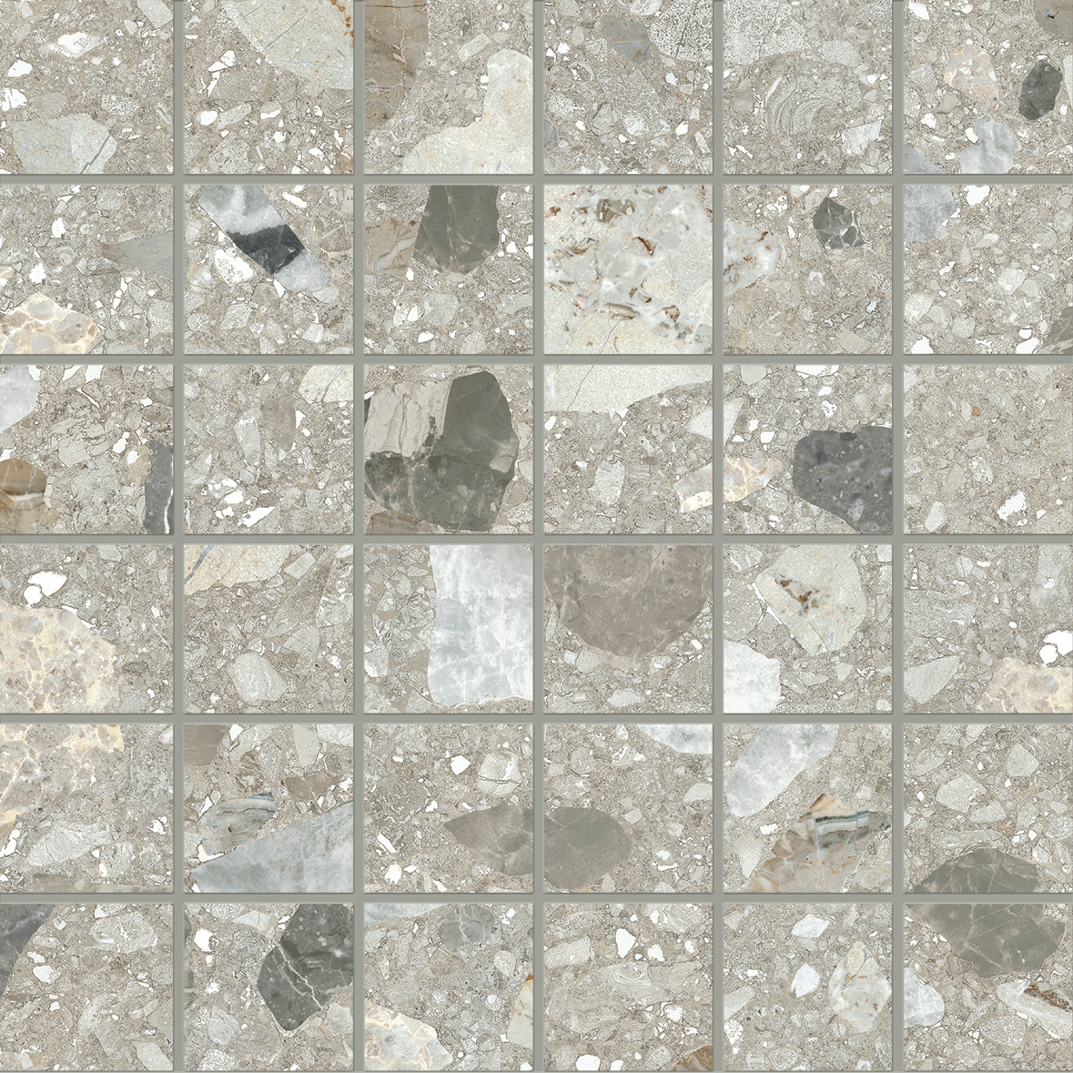 Display product Lombarda Mosaico 5x5 Cenere Mix from manufacturer EMILGROUP