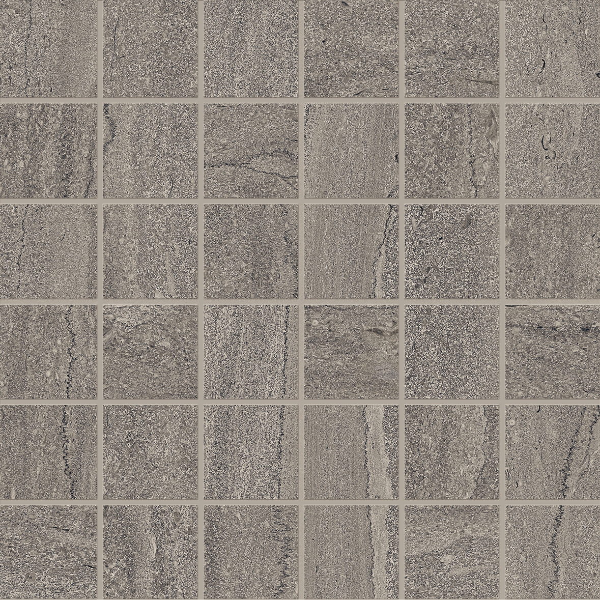 Vertoon produk Portland Stone Mosaico 5x5 Vein Cut Anthracite van vervaardiger EMILGROUP
