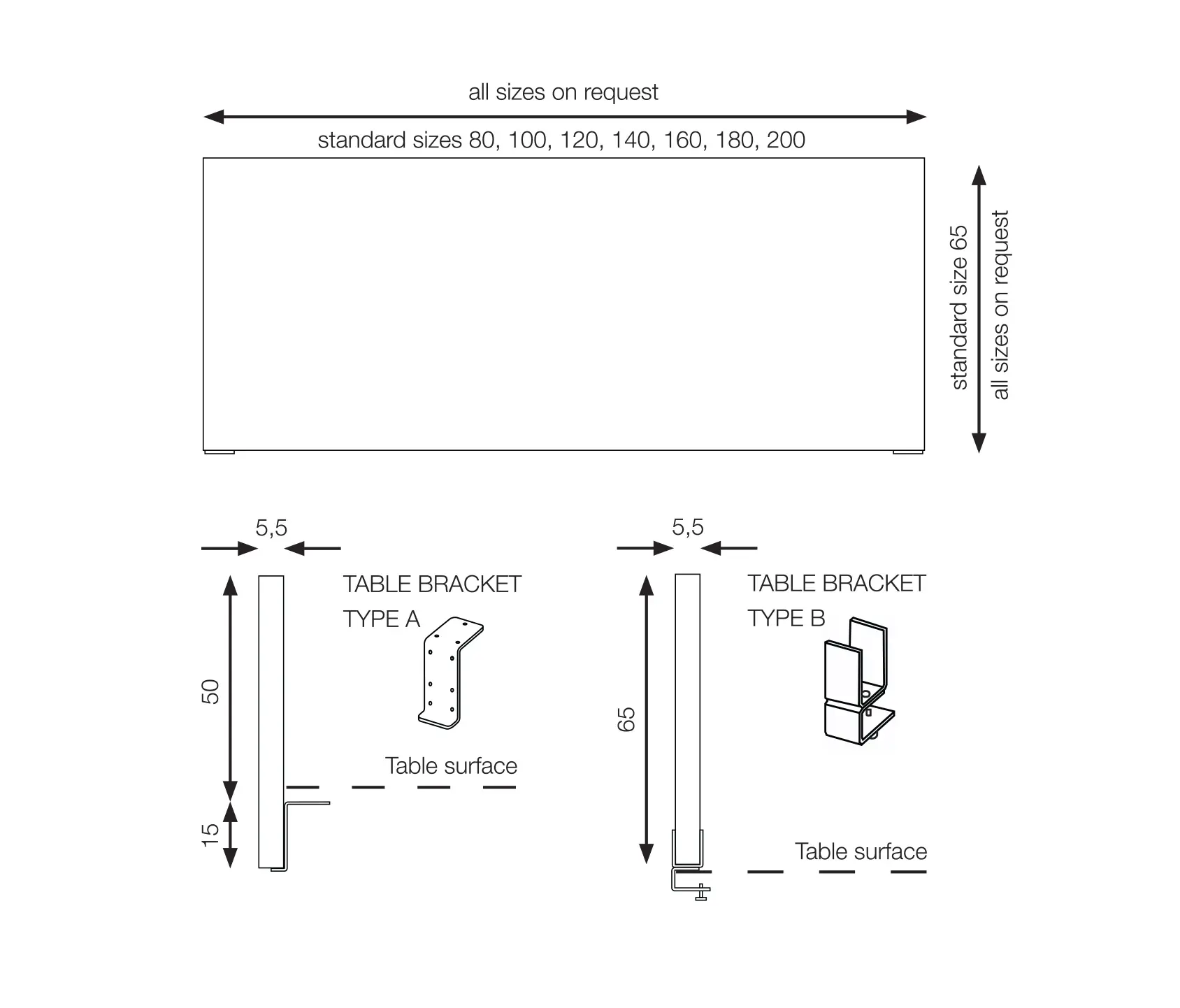 Kurage - Kurage Table Screen System 50 | Square | Dots