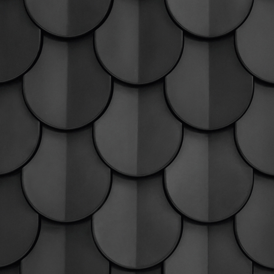 Display product Shingle wall tile with3D effect in black concrete from manufacturer KAZA
