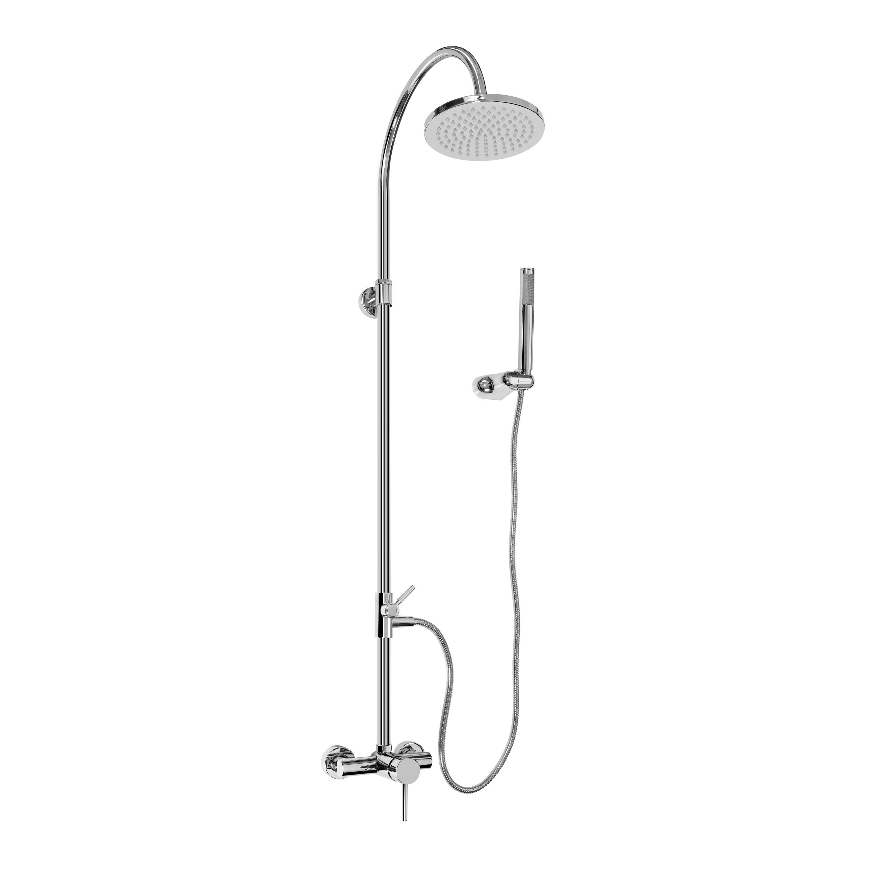 Display product M.E. 25 - Thermostatic wall-mounted shower system with handshower and showerhead from manufacturer Graff
