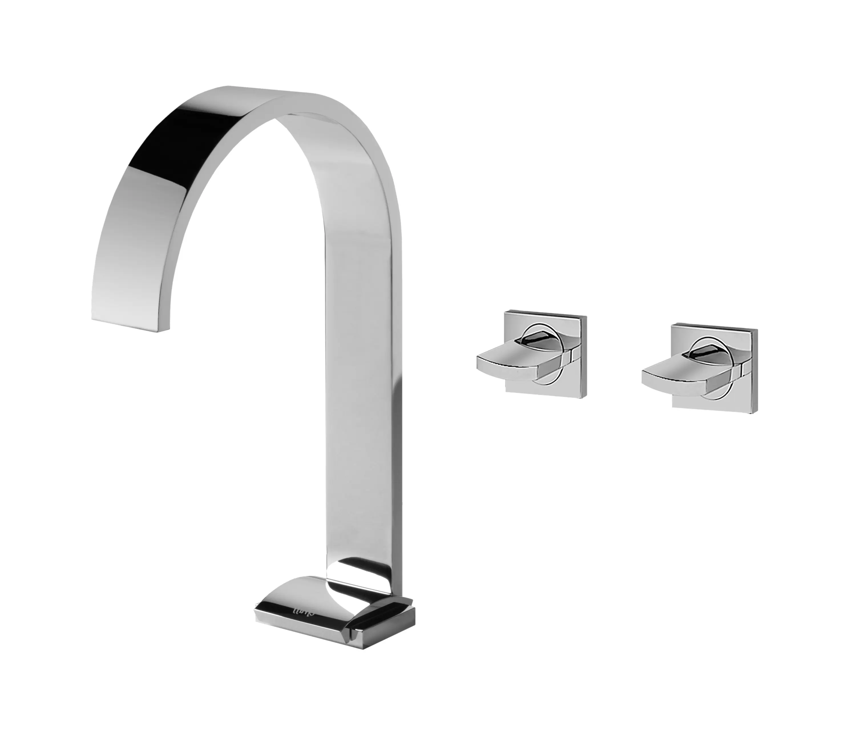 SADE - BASIN MIXER WITH WALL-MOUNTED VALVES WITH 16,5CM SPOUT-HIGH ...