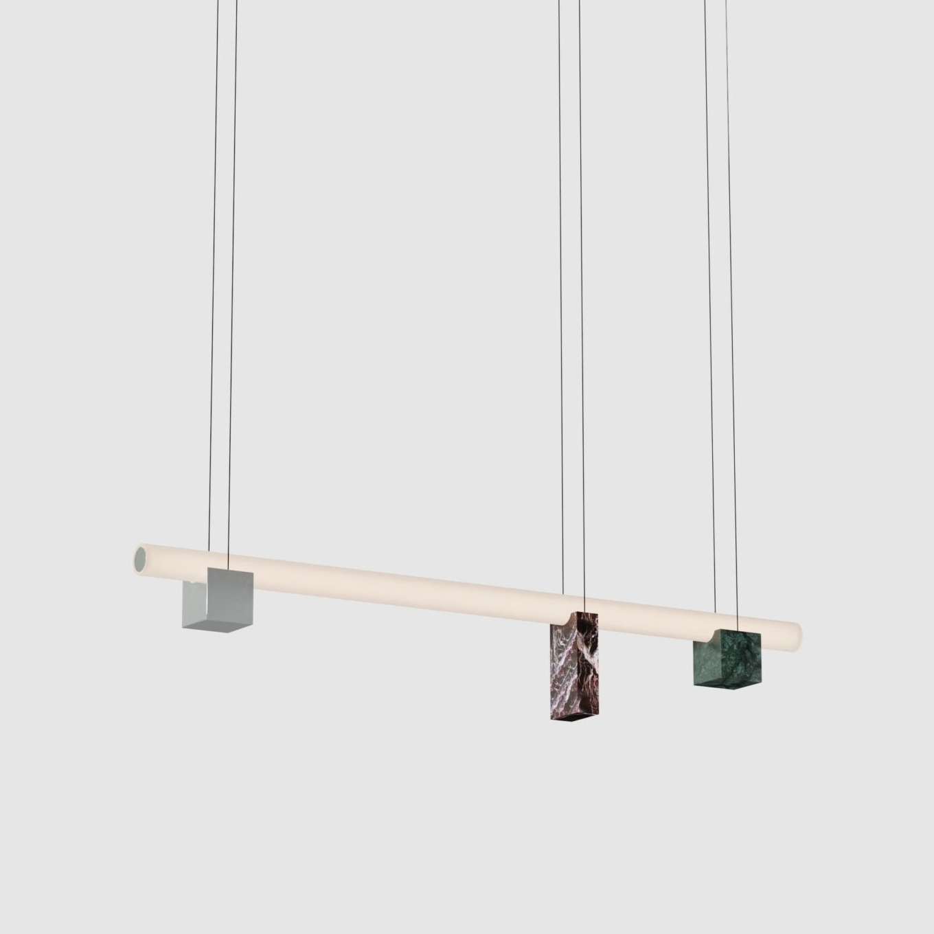 Isle 02B - P2 - Polished aluminium + Guatemala Green + Red Levanto