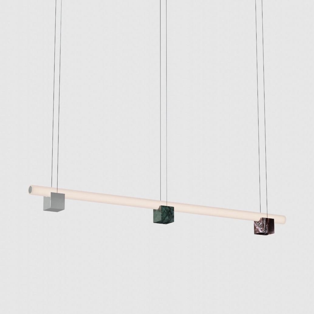 Isle 03A - P3 - Guatemala Green + Polished aluminium + Red Levanto