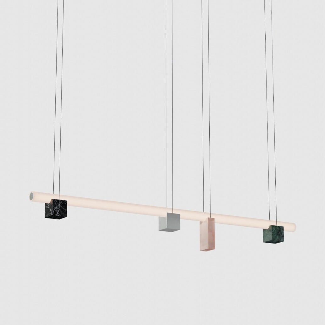 Isle 03B - P2 - Black Marquina + Guatemala Green + Pink Portugal + Polished aluminium