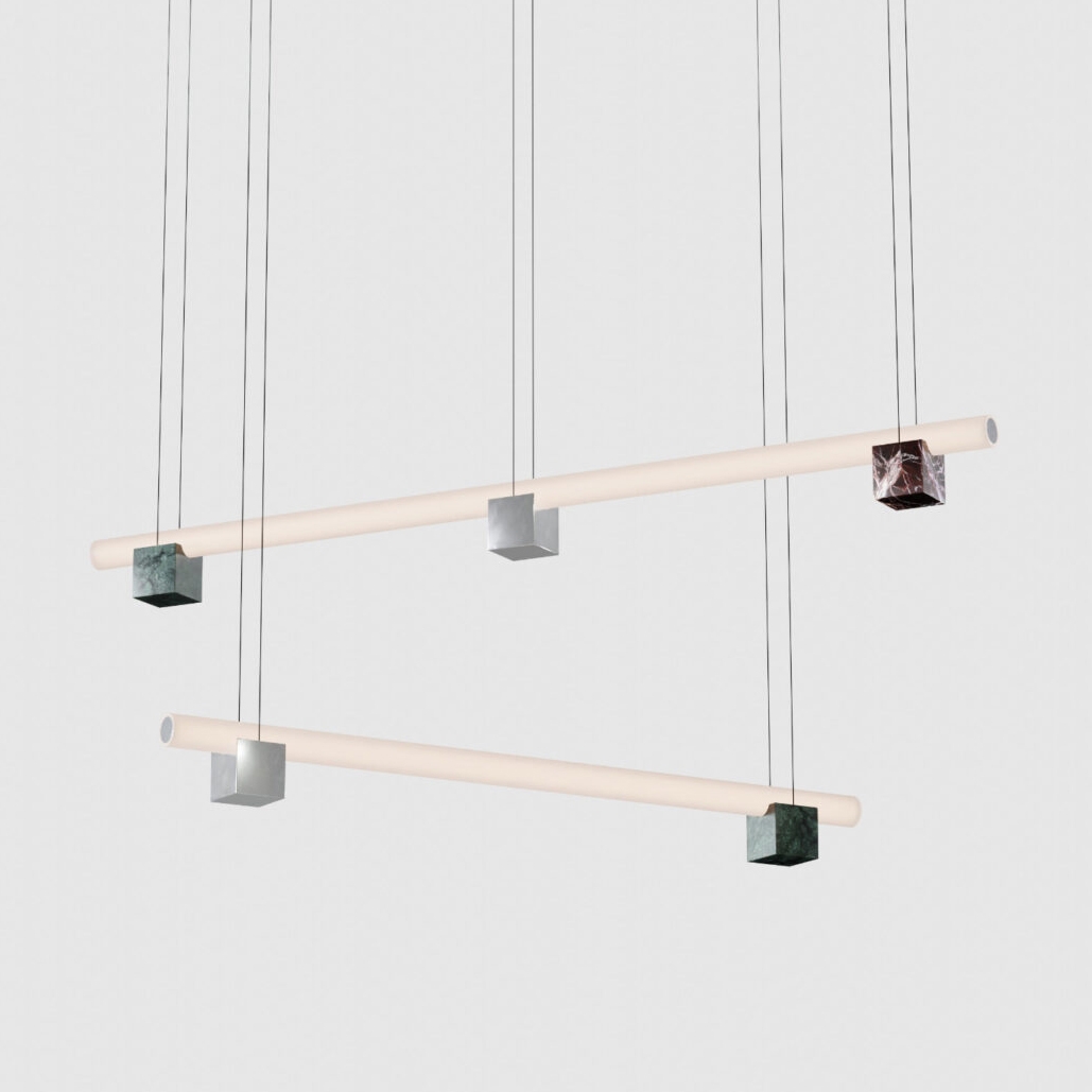 Isle 10 - P2 - Guatemala Green + Polished aluminium + Red Levanto