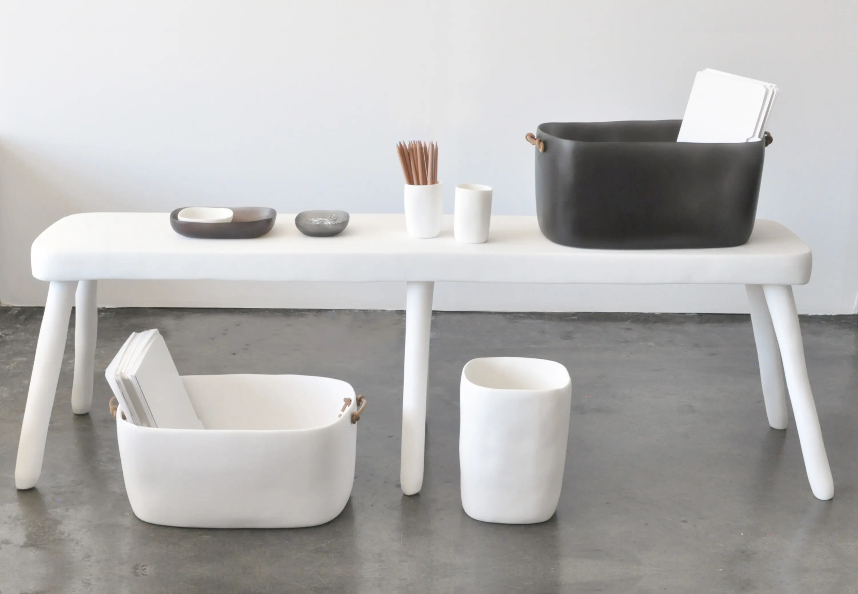 Tina Frey Designs - Workspace | Storage Basket Leather Handles