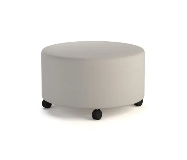 ERG International - Laguna 30” round ottoman with casters.