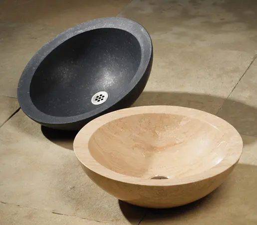Stone Forest - Beveled Round Sink, Honed Basalt