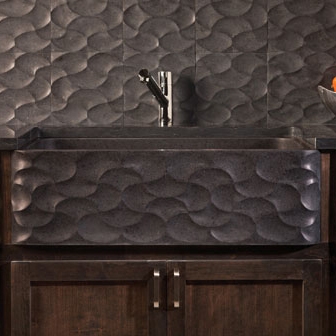 Display product Wave Front Farmhouse Sink, honed basalt from manufacturer Stone Forest