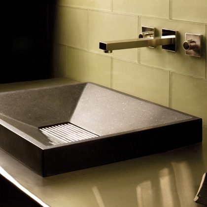 Display product SYNC Drop-In Vessel Sink, Honed Basalt from manufacturer Stone Forest