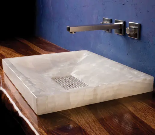 Stone Forest - SYNC Drop-In Vessel Sink, Ice White Onyx