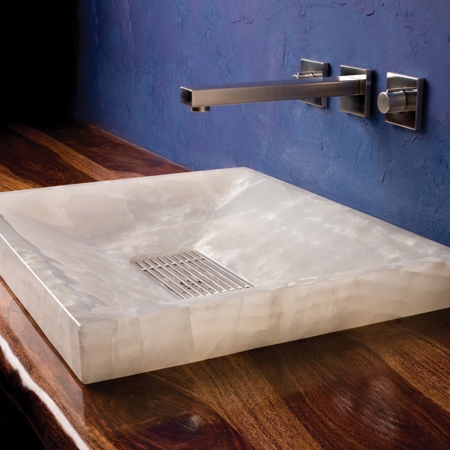 Display product SYNC Drop-In Vessel Sink, Ice White Onyx from manufacturer Stone Forest
