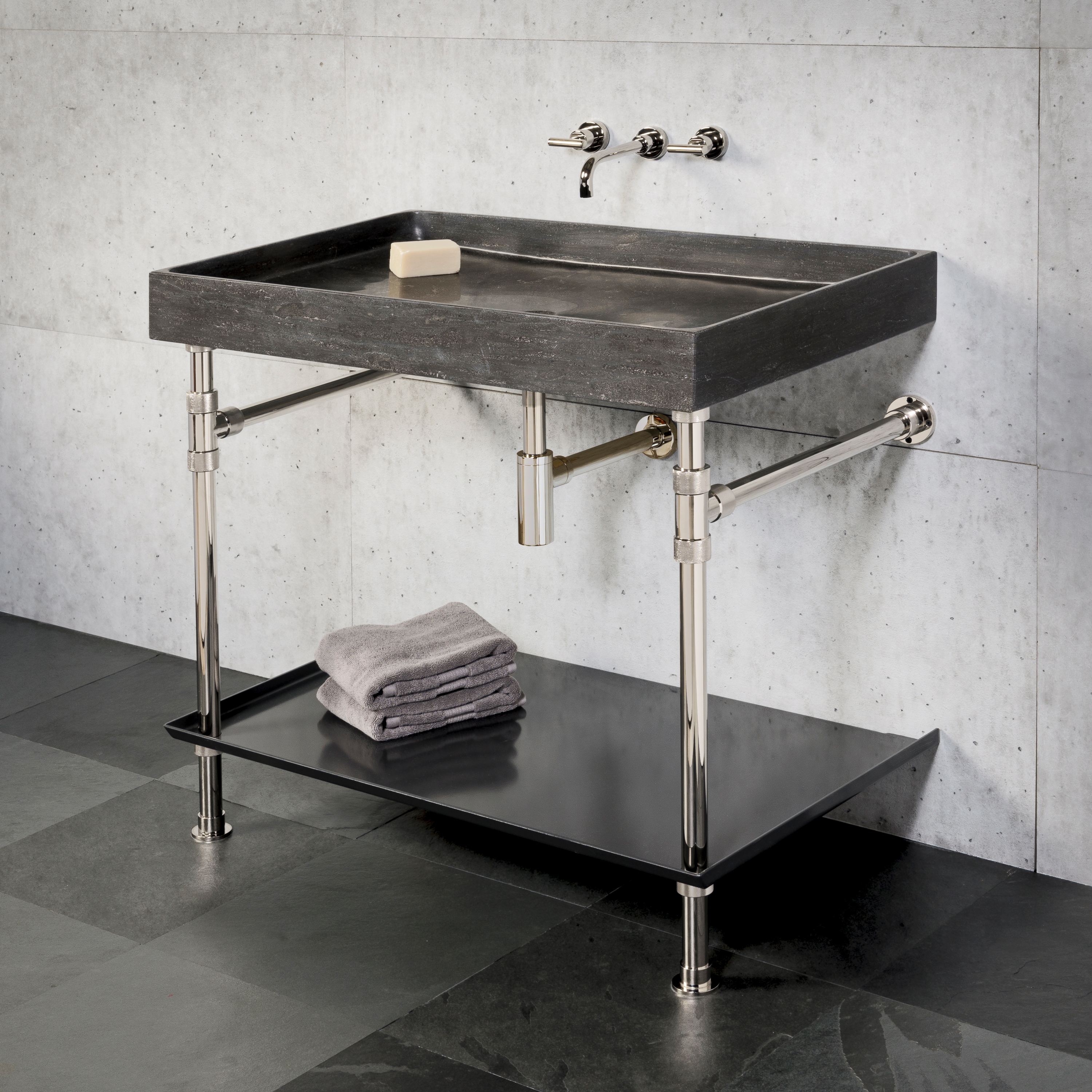 Display product Ventus Bath Console With Metal Tray from manufacturer Stone Forest