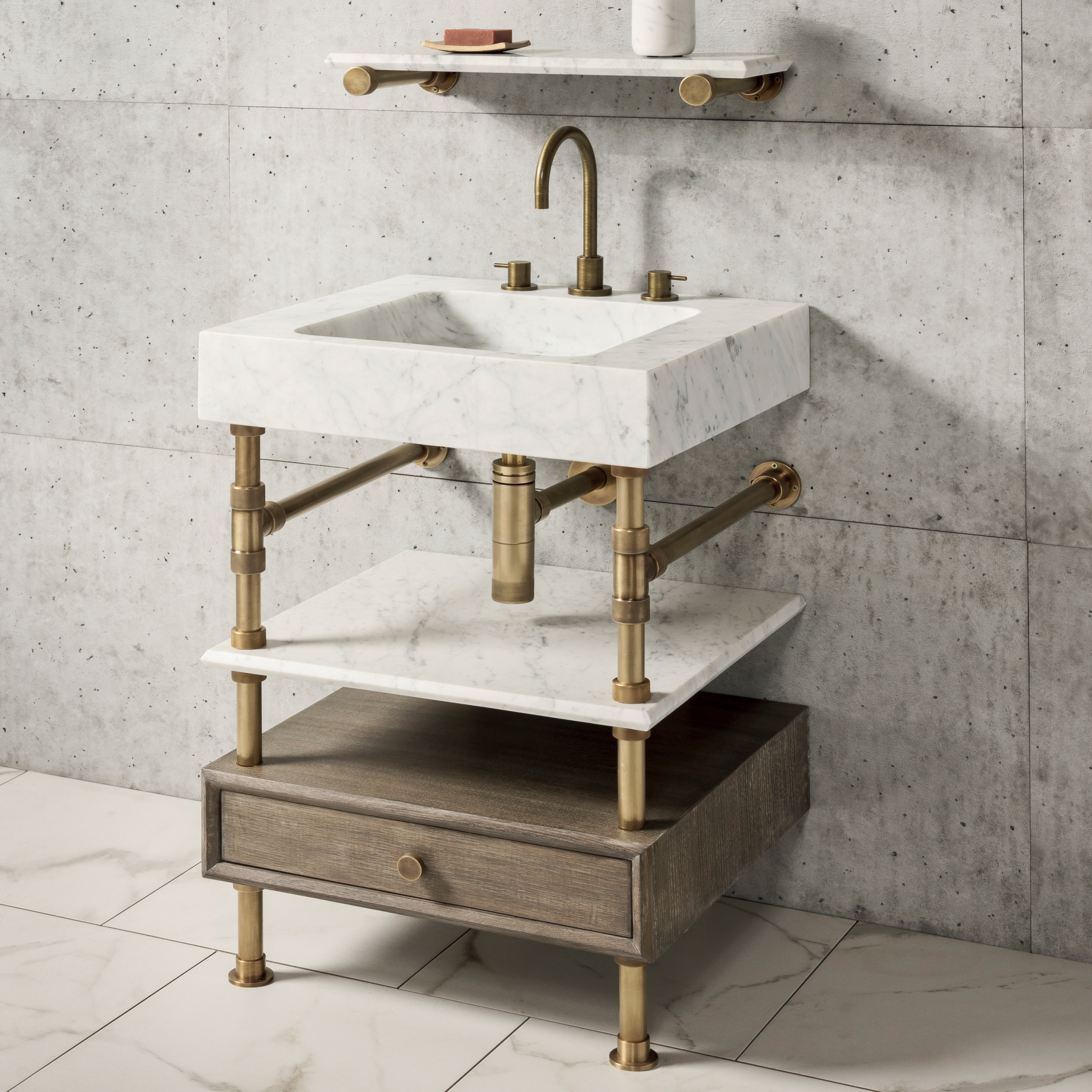 Vertoon produk Terra Bath Vanity With Storage, 24"W van vervaardiger Stone Forest