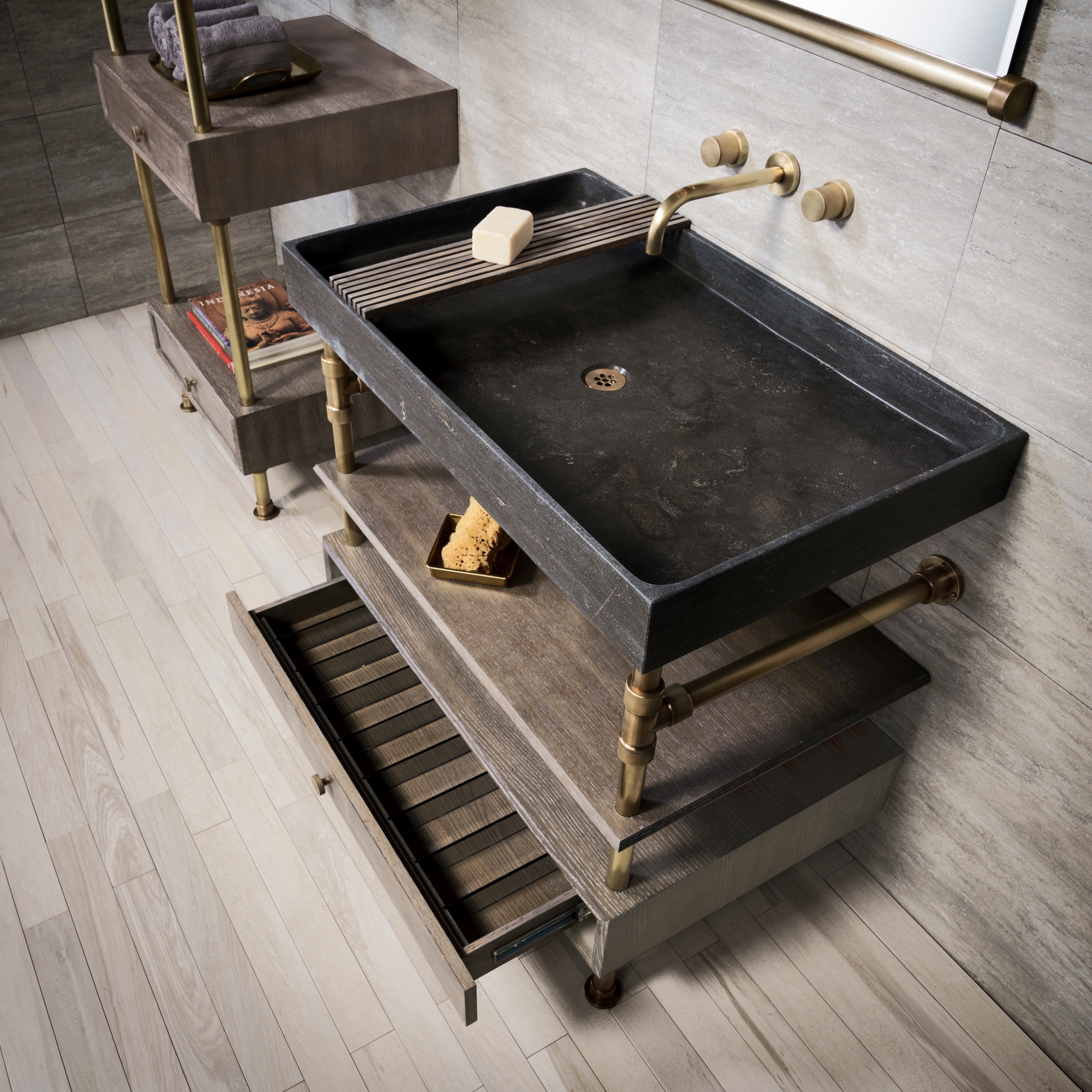 Display product Ventus Bath Console With Storage from manufacturer Stone Forest