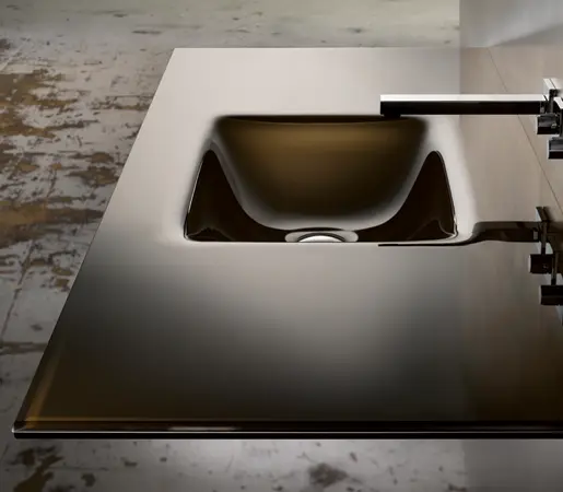 COUNTERSINK WITH RECTANGULAR BASIN IN BRONZE WHITE LAMI - Wash basins ...