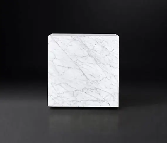 RH Contract - Marble Plinth Cube Side Table