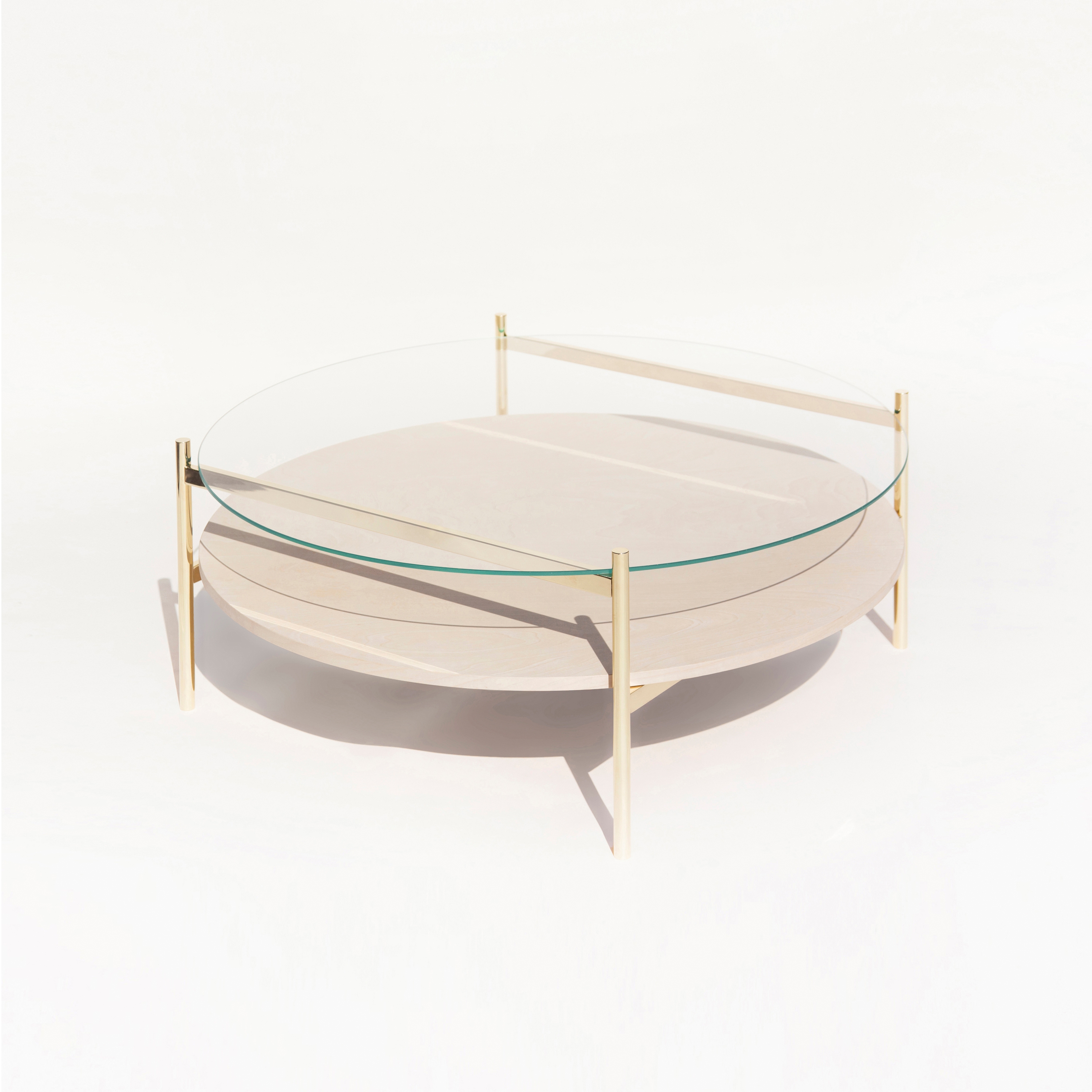 Display product Duotone Circular Coffee Table | Brass /  Birch from manufacturer Yield