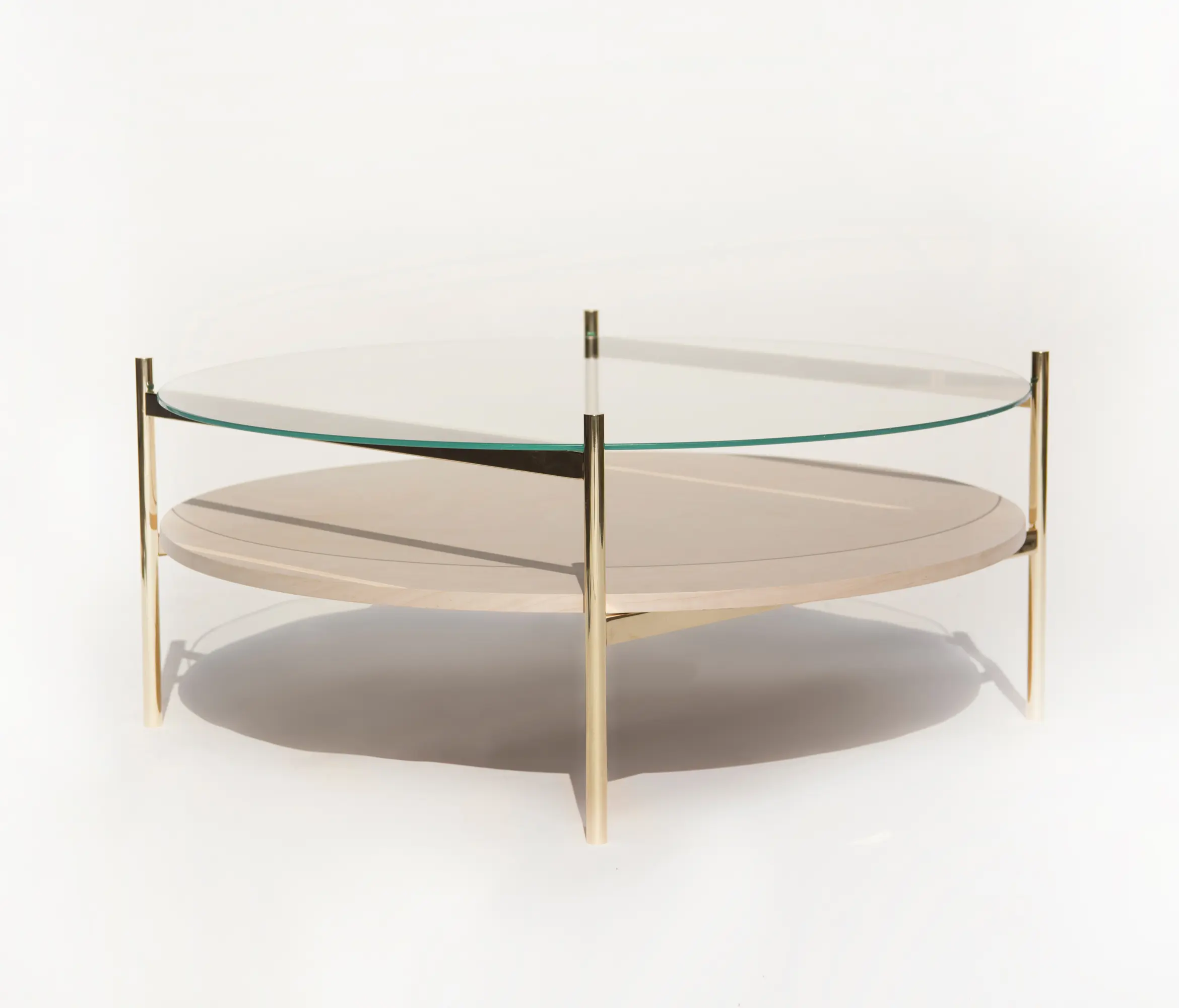 Yield - Duotone Circular Coffee Table | Brass /  Birch