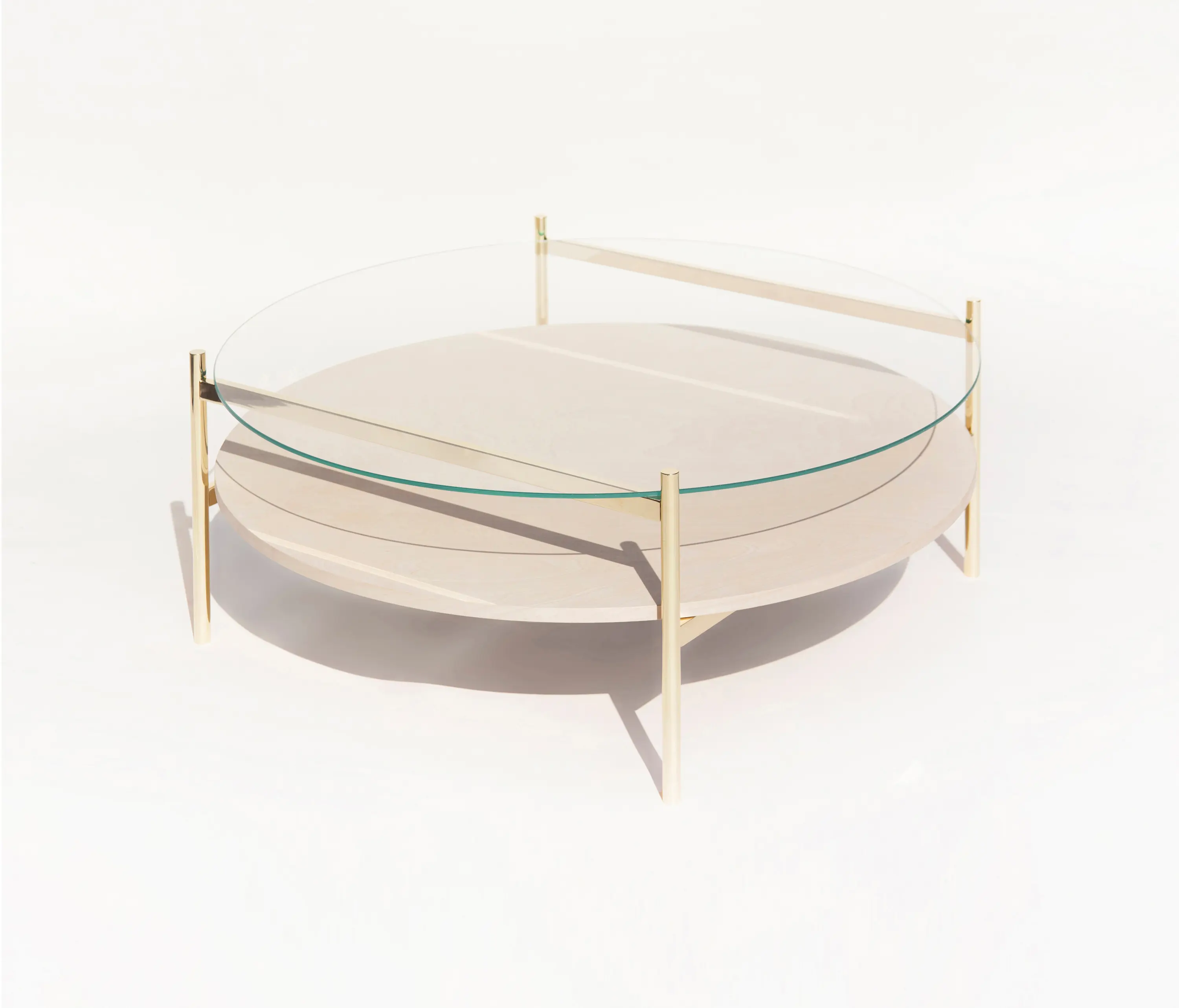 Yield - Duotone Circular Coffee Table | Brass /  Birch