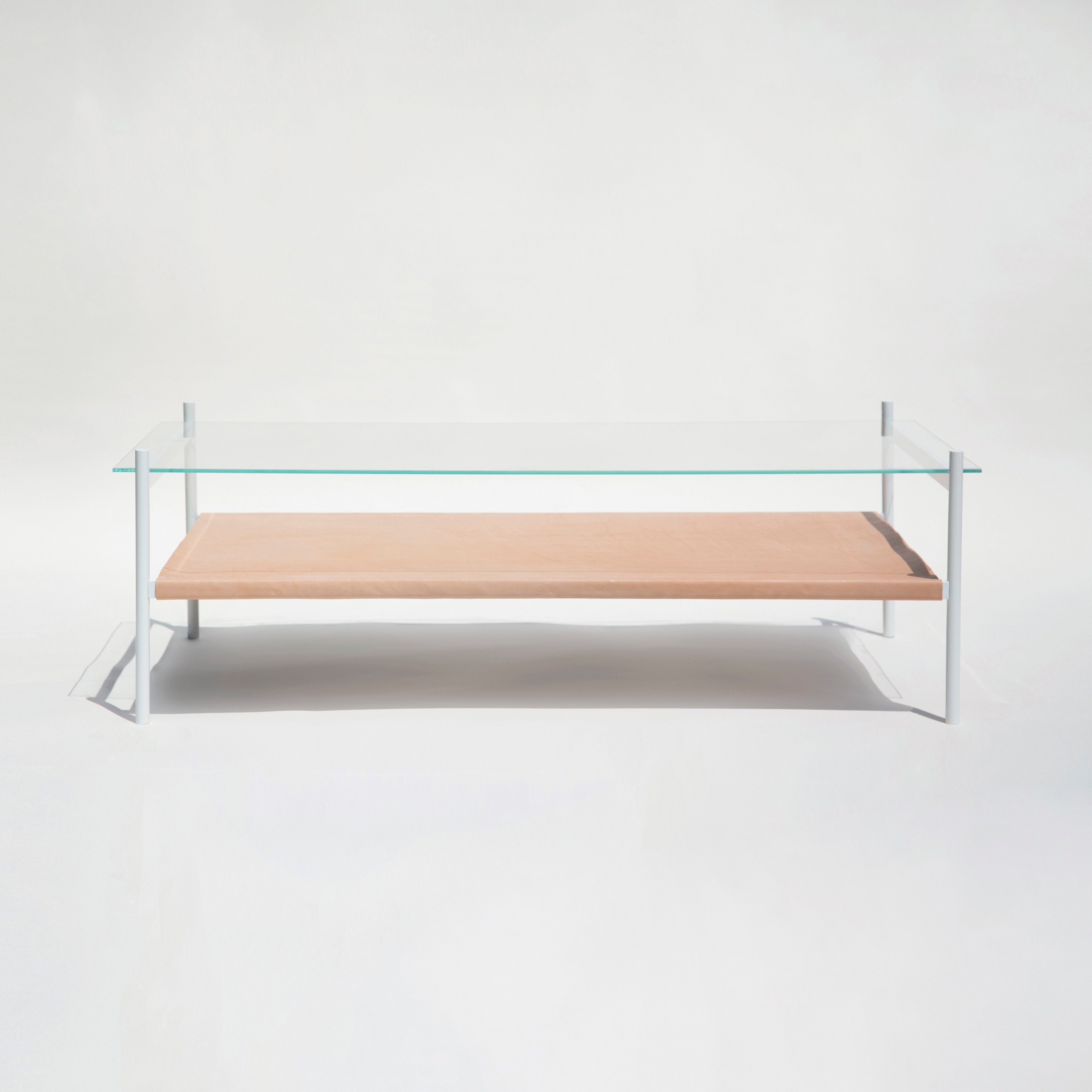Duotone Rectangular Coffee Table | White / Tan