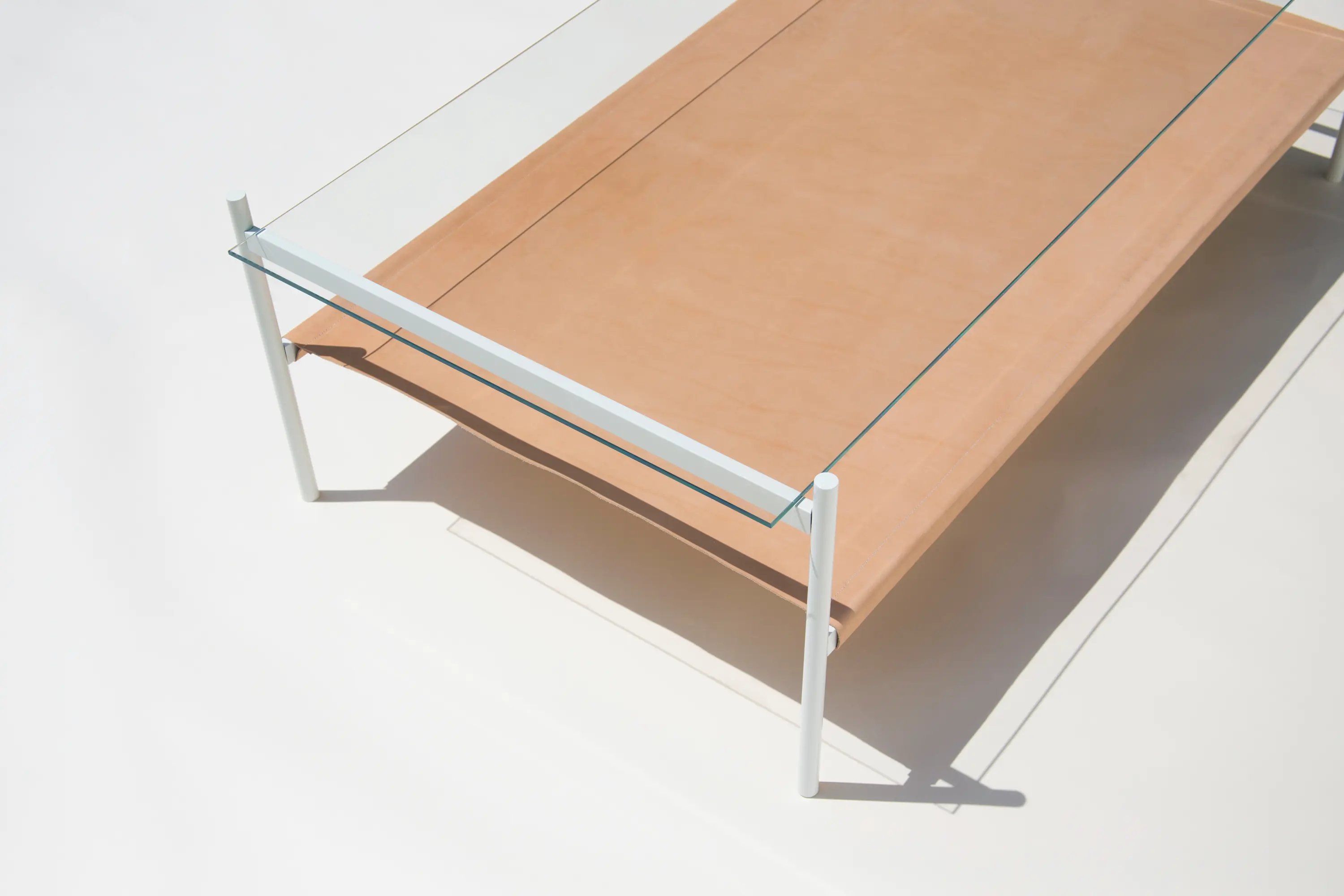 Yield - Duotone Rectangular Coffee Table | White / Tan