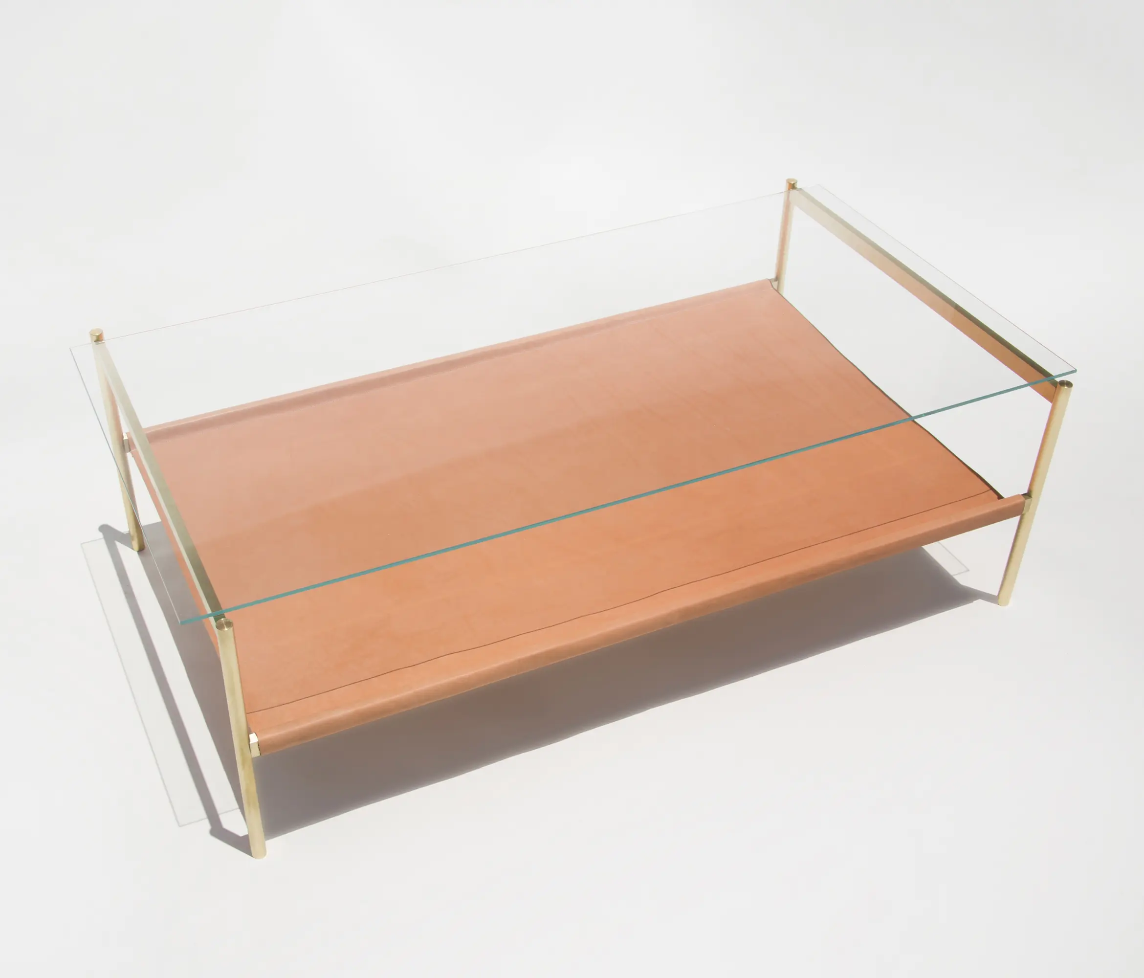 Yield - Duotone Rectangular Coffee Table | Brass / Tan