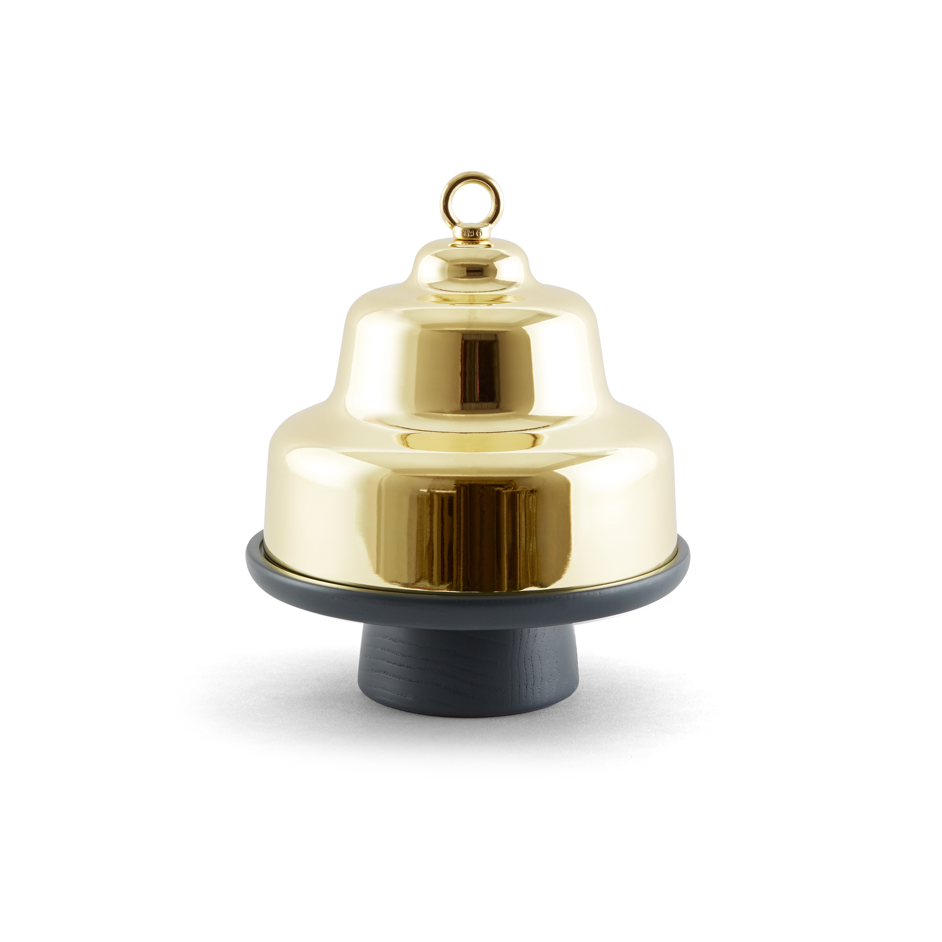Belle - Tall grey stand & brass cloche dome