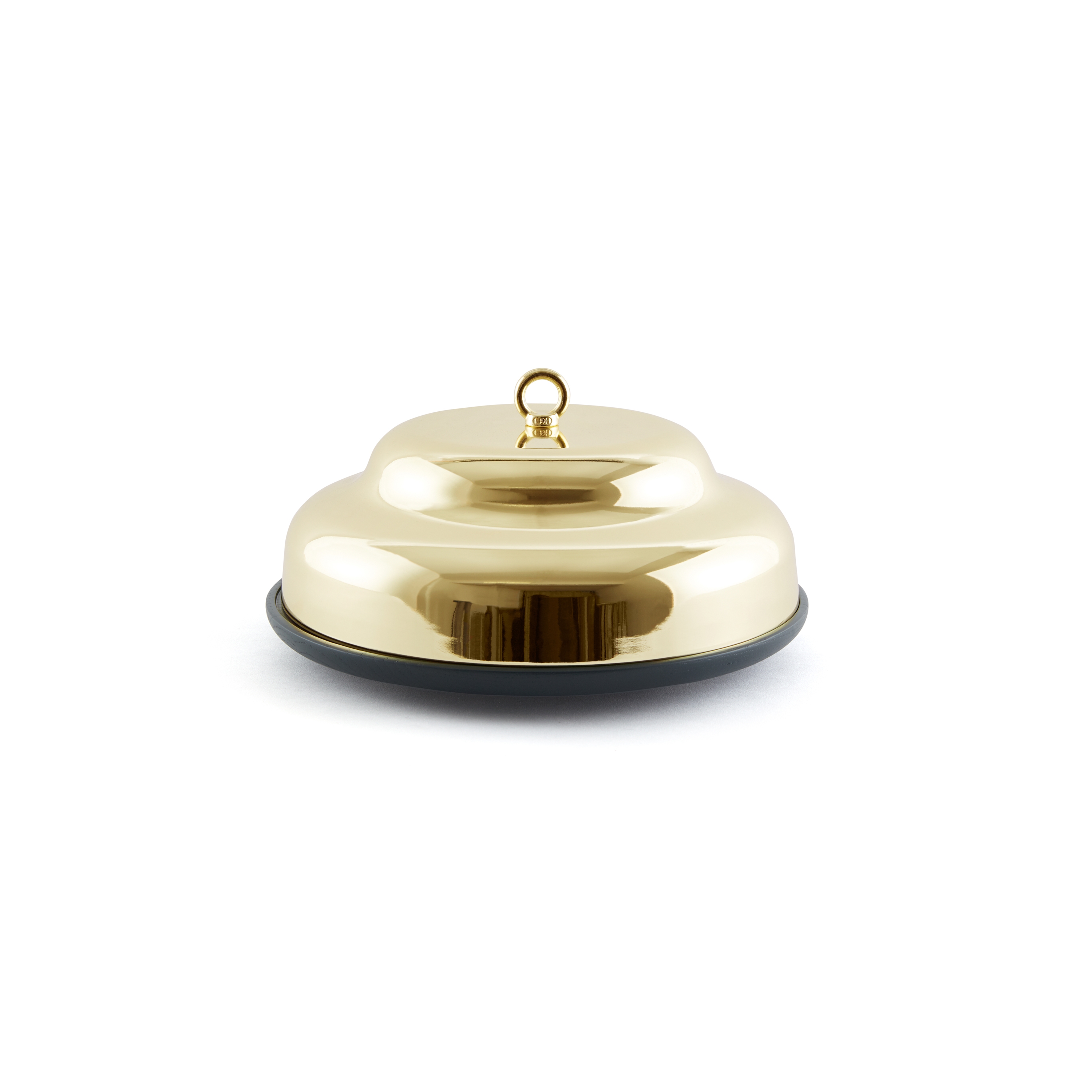 Belle - Wide grey stand & brass cloche dome