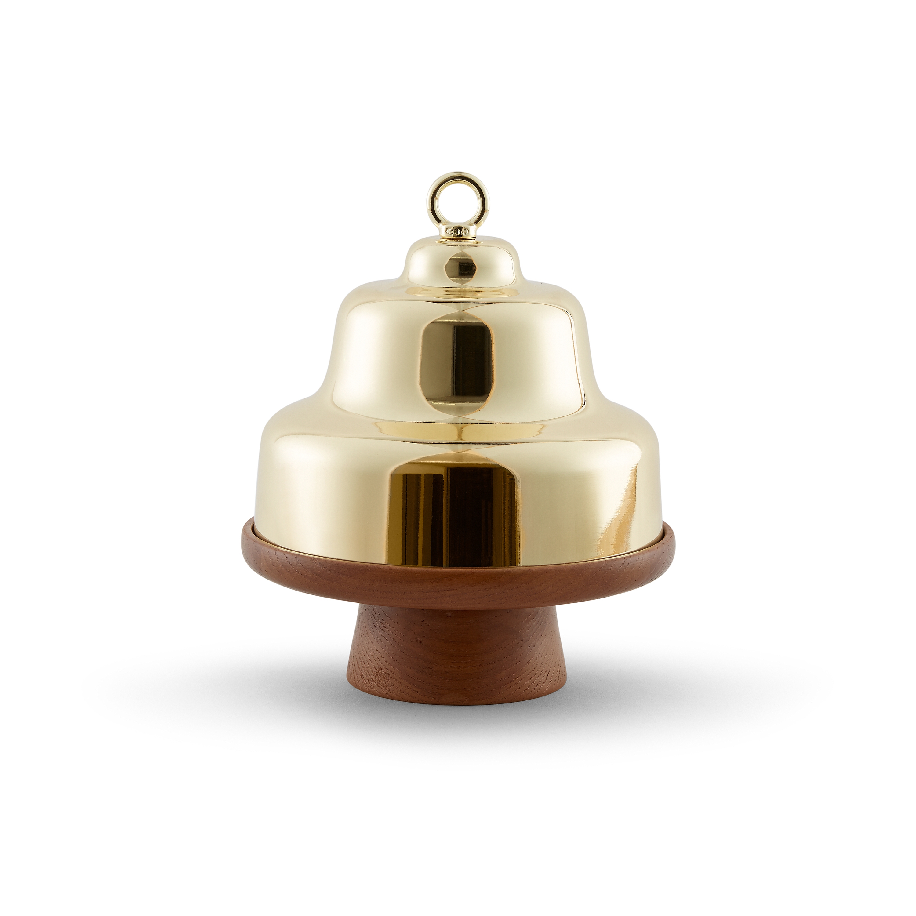 Belle - Tall oak stand & brass cloche dome