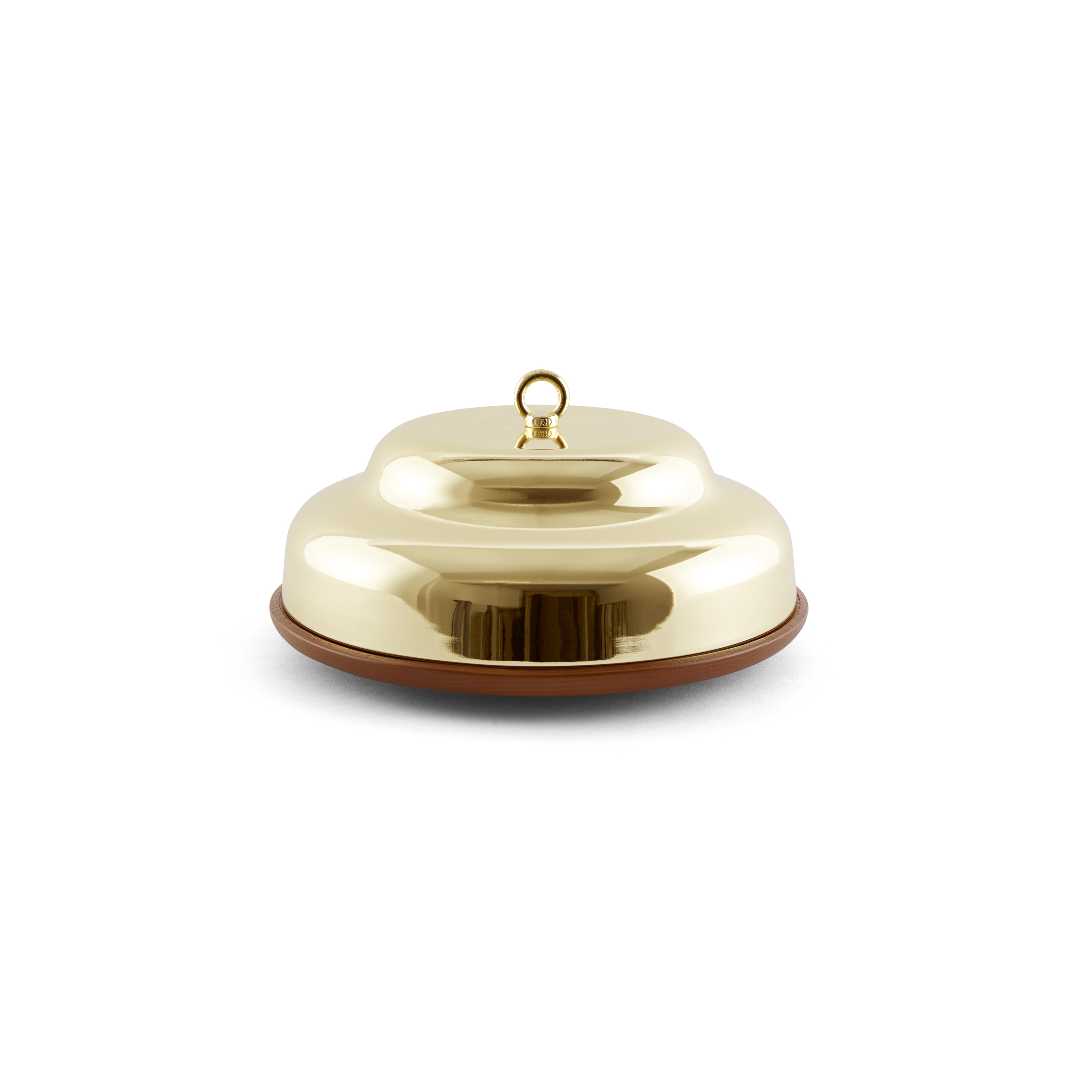 Belle - Wide oak stand & brass cloche dome
