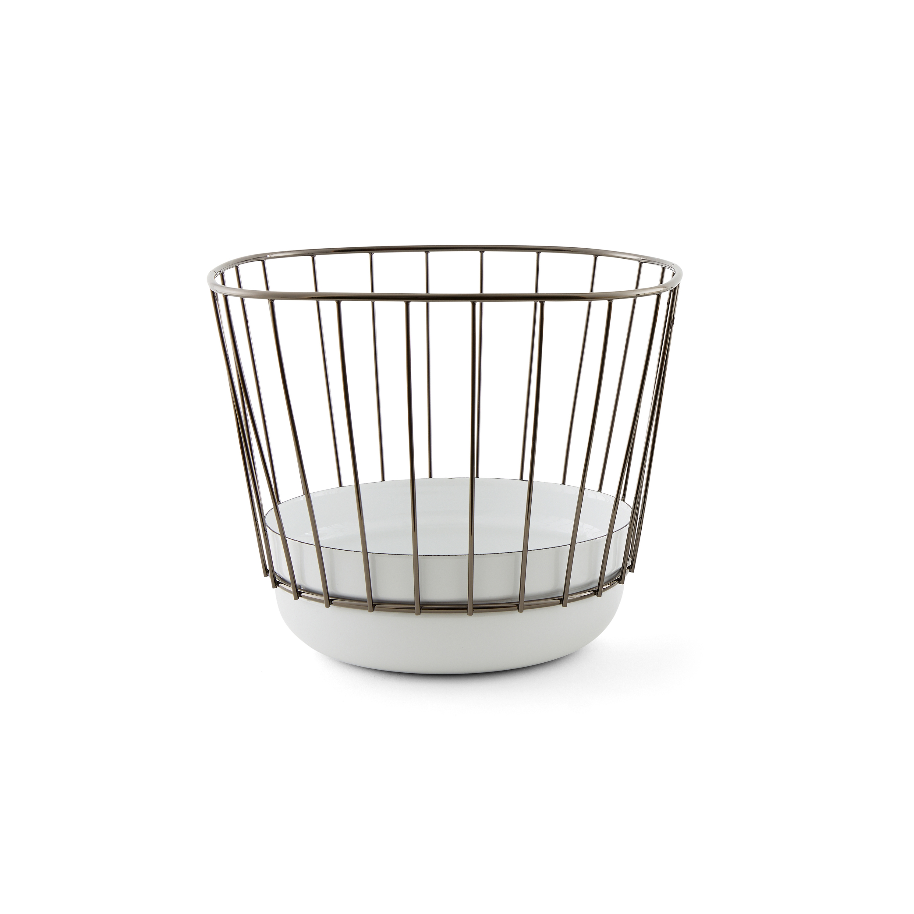 Canasta - Tall white bowl & black nickel cage