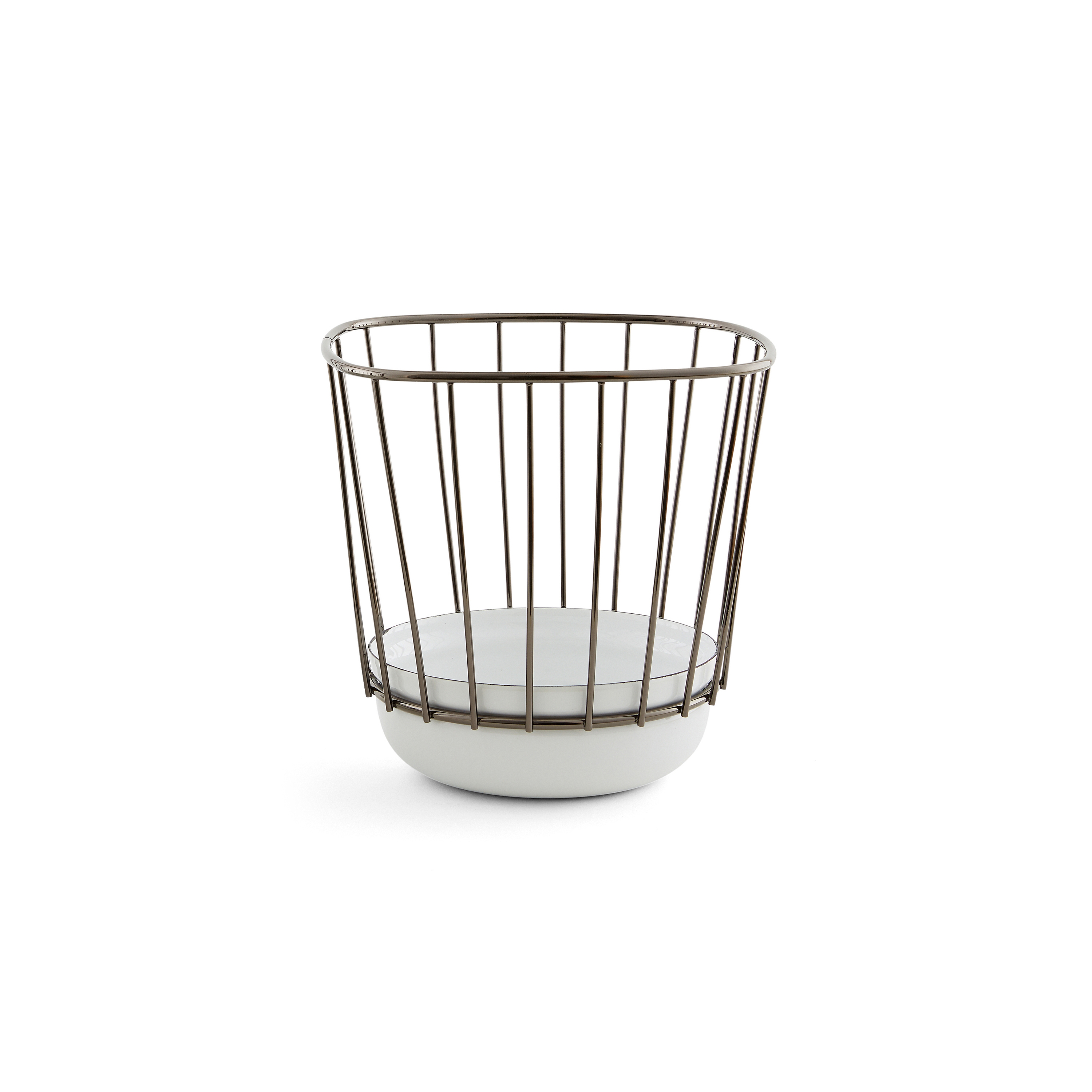 Canasta - Small white bowl & black nickel cage
