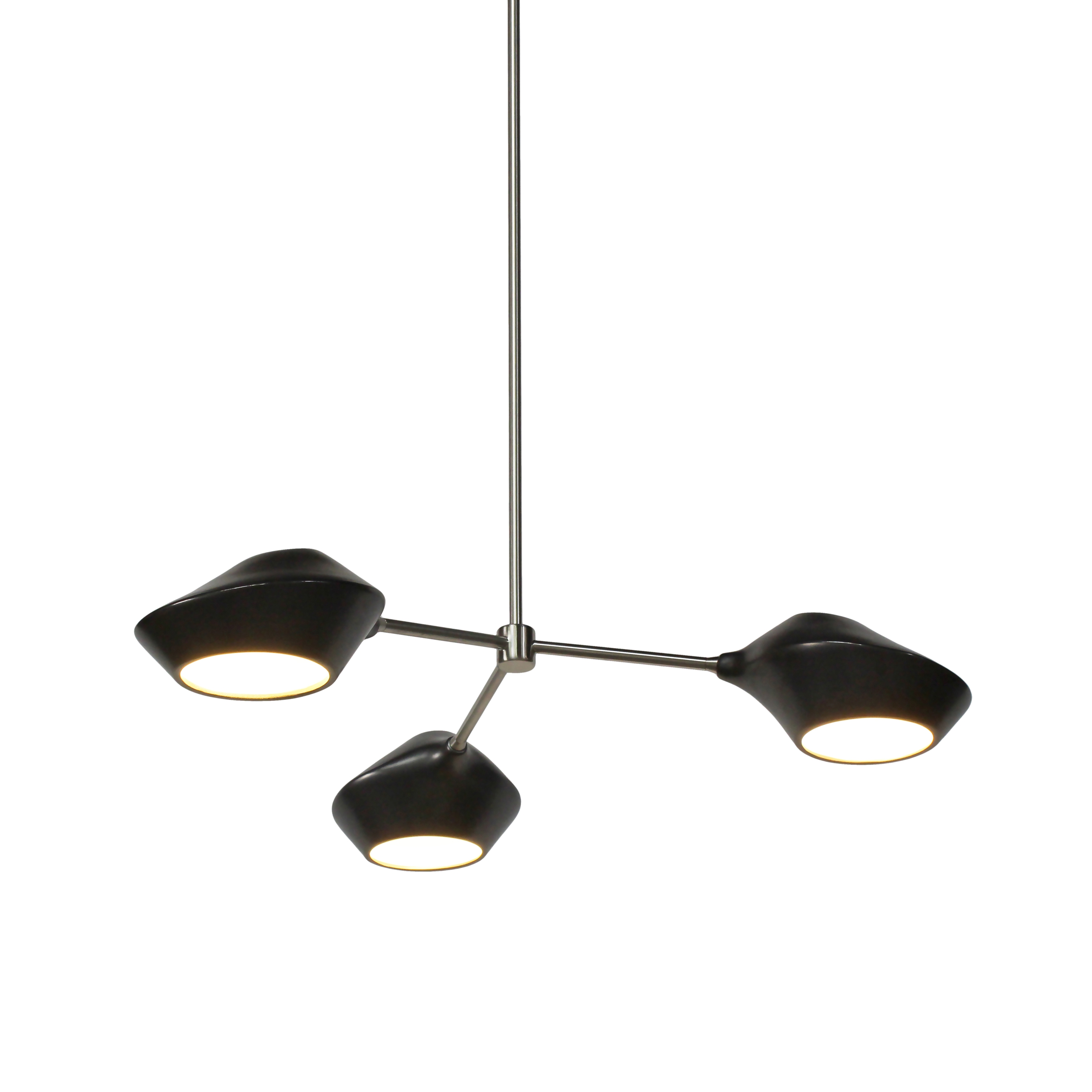Orb Trio chandelier in glazed stoneware and brass