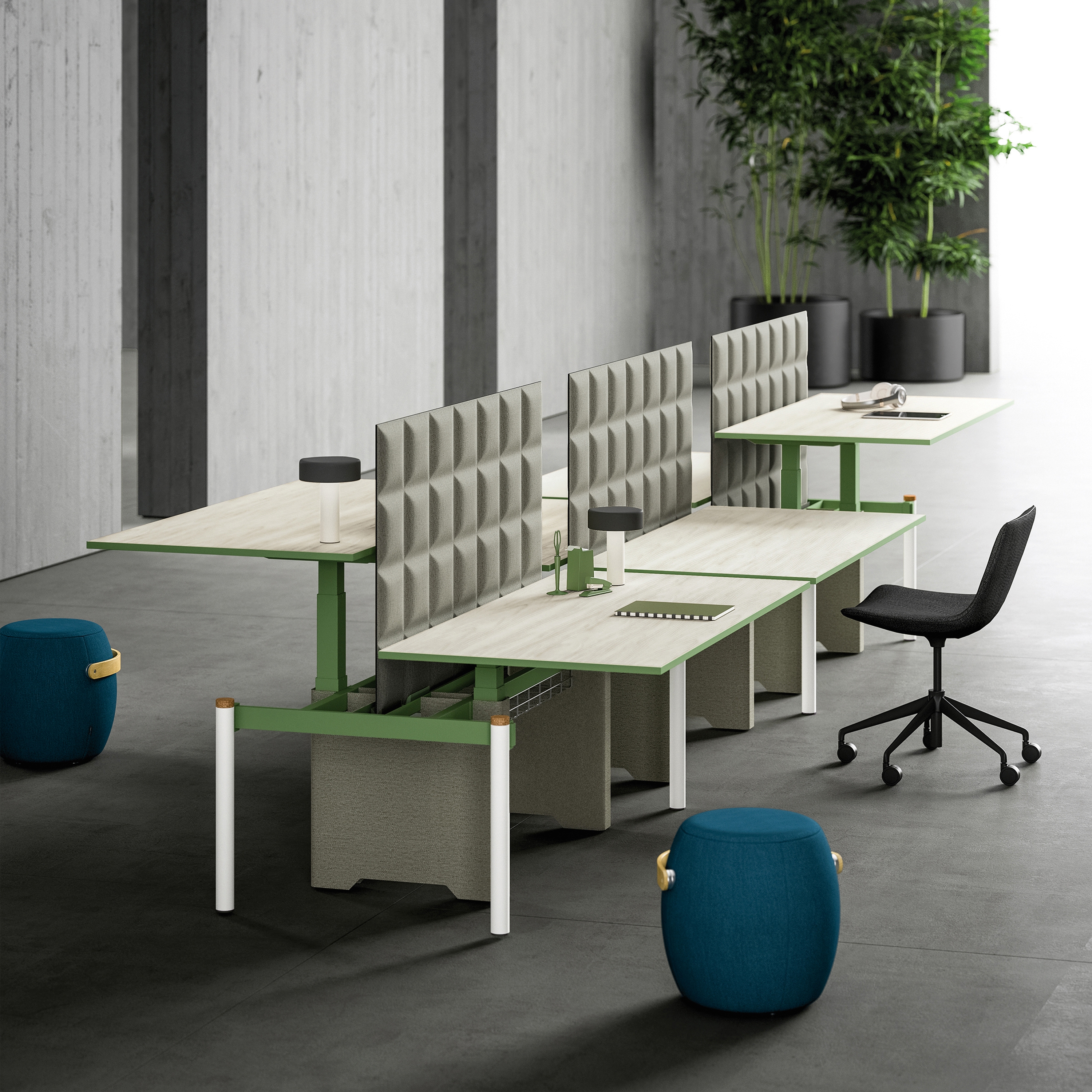 Vertoon produk Bahlara Adjustable Desks van vervaardiger Faram 1957