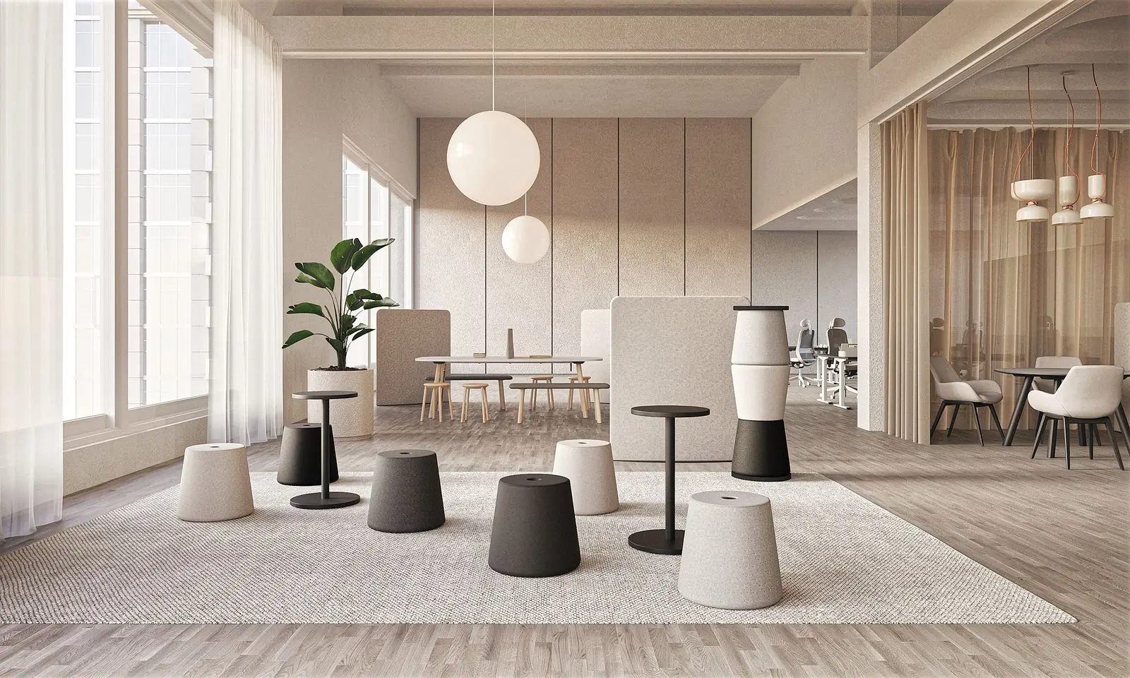 Nowy Styl - Versi set of pouffes with table
