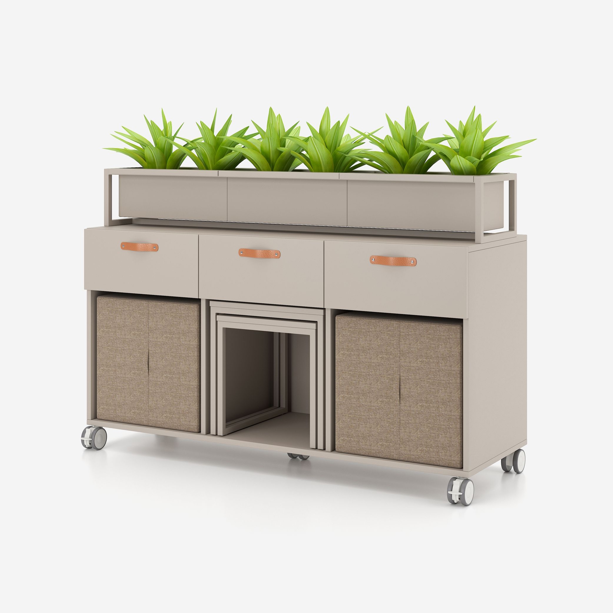 Display product Offa sideboard with planter and pouffes from manufacturer Nowy Styl