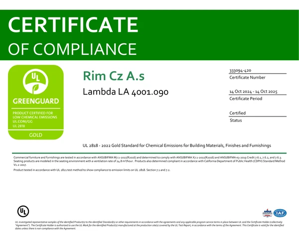 Preview image for the file www.rim.cz_r_files_83999_content_certifications_DETAIL_certifications_download_Lambda_Lambda LA 4001.090_GREENGUARD Gold Certification