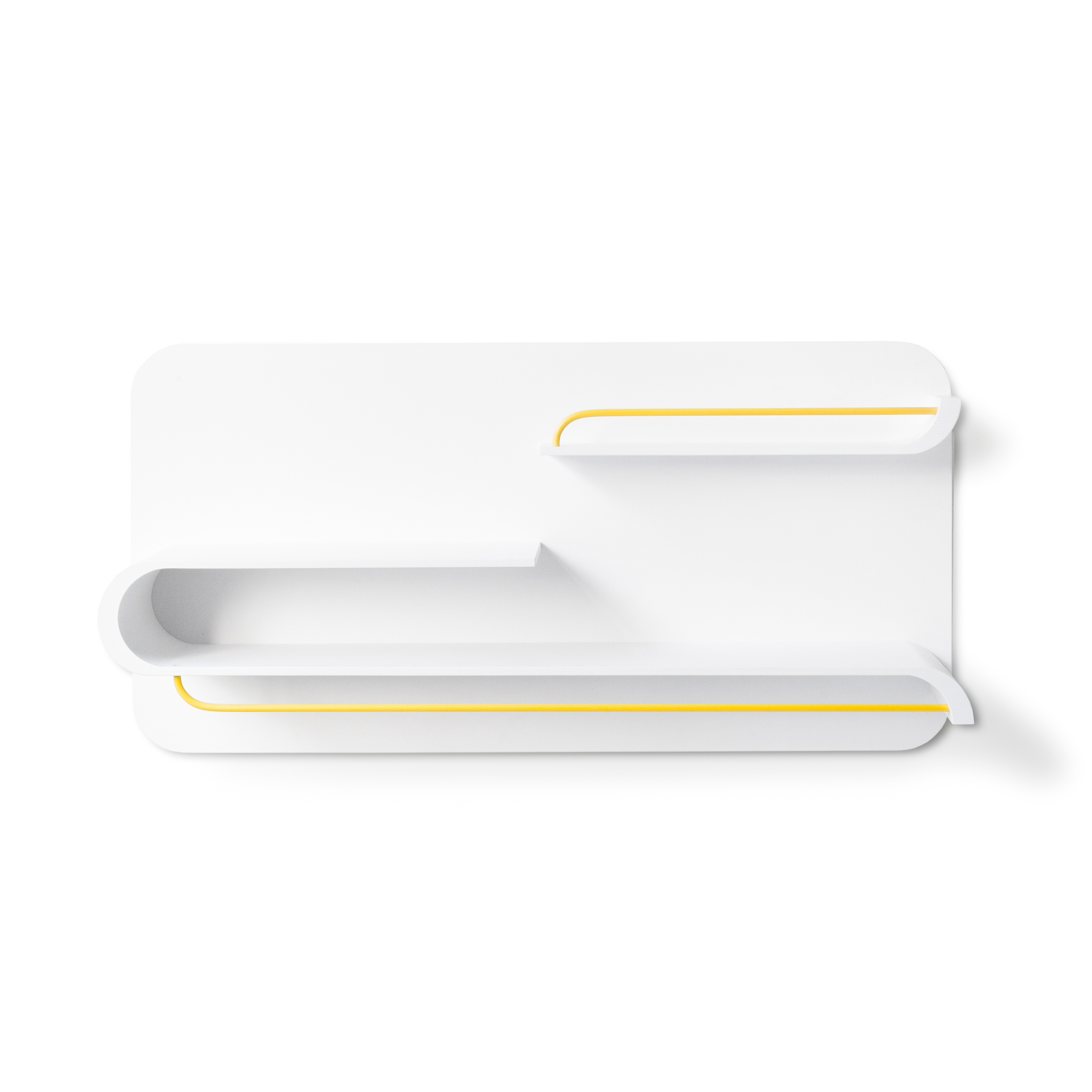L shelf - white, yellow metal