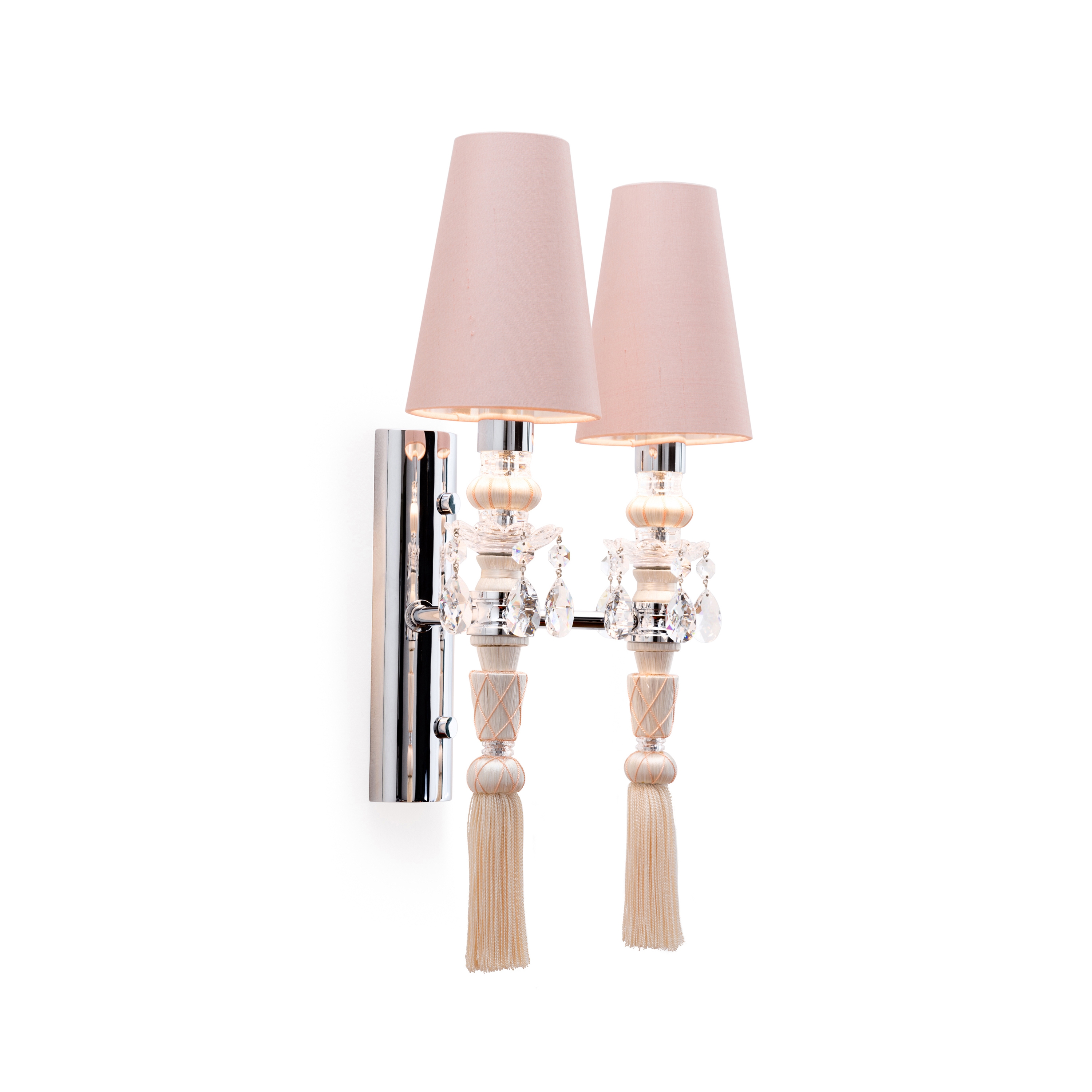 Display product Lula Wall Light Double Passement Pompon Silk Shade from manufacturer Windfall